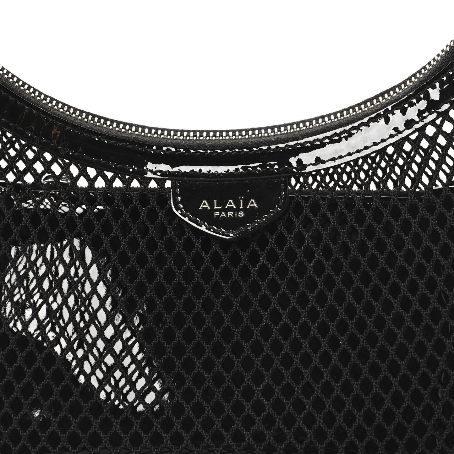 Net Patent Calfskin One Piece Demi Lune Black