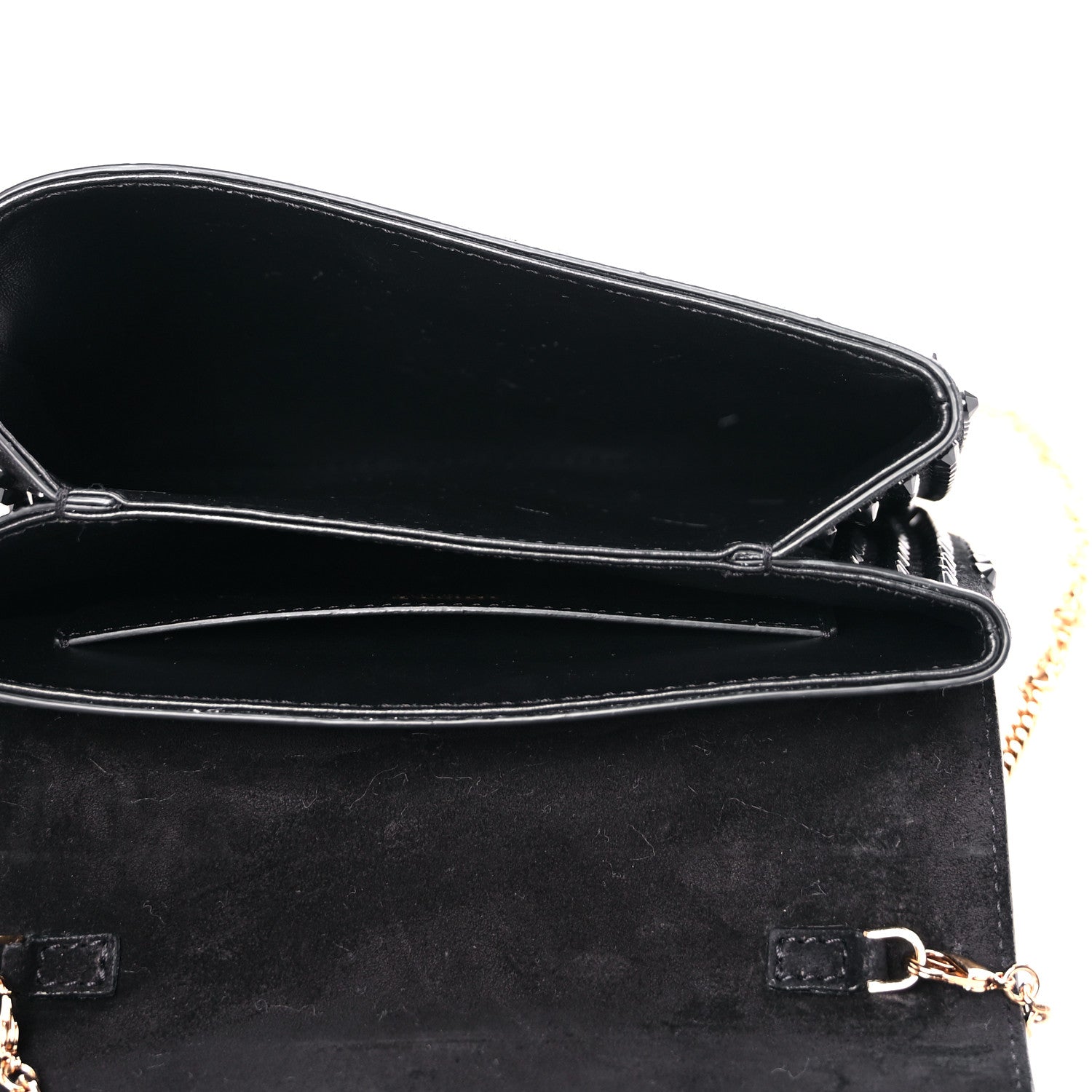 Versace Suede Studded Virtus Chain Clutch Black 5 of 15