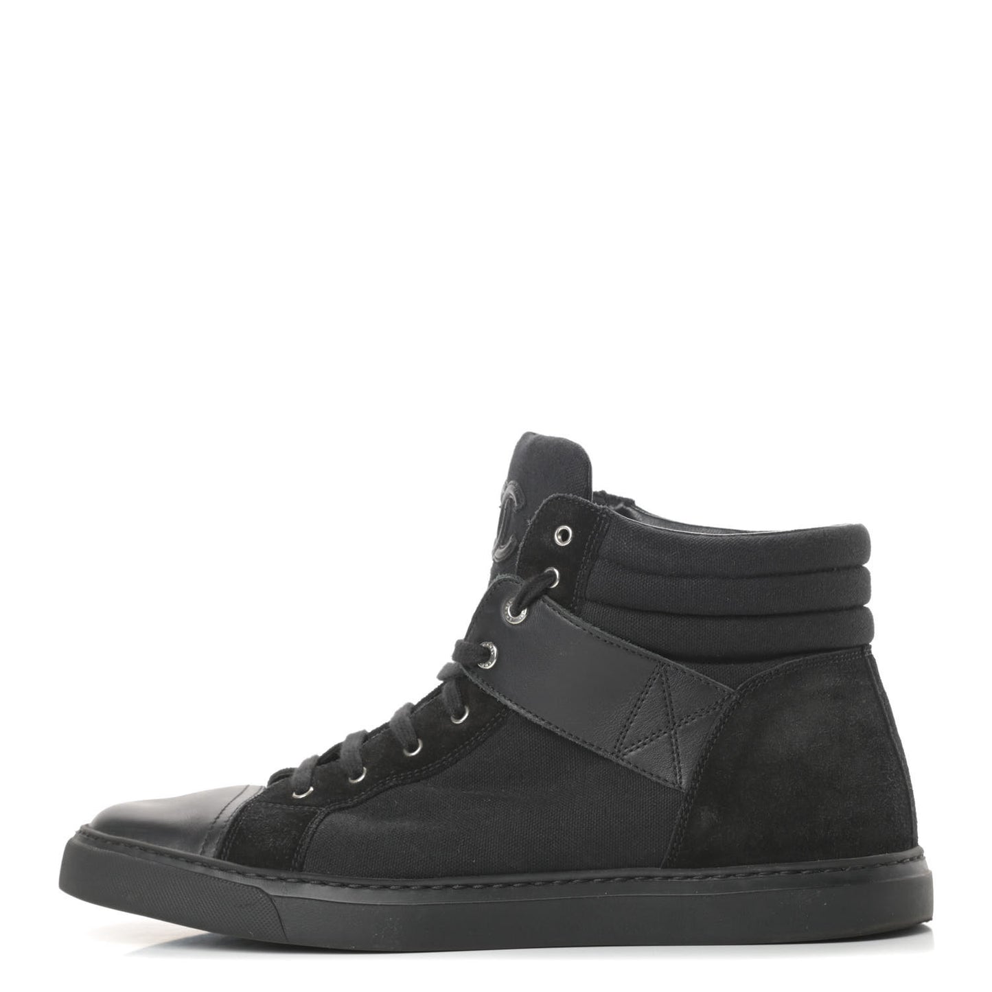 Toile Suede Calfskin Mens High Top Sneakers 43 Black
