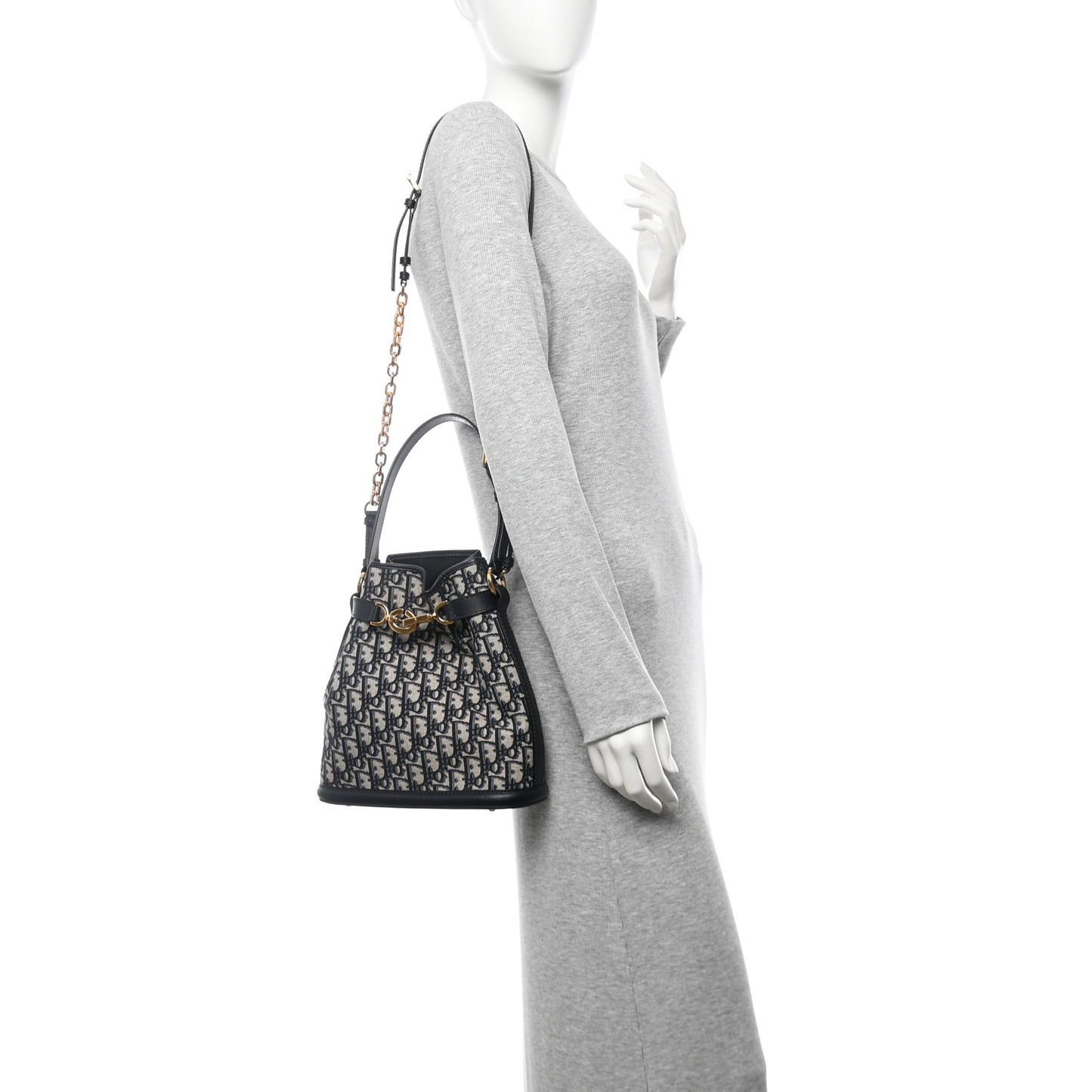 Oblique Calfskin Medium C'est Dior Bucket Bag Blue