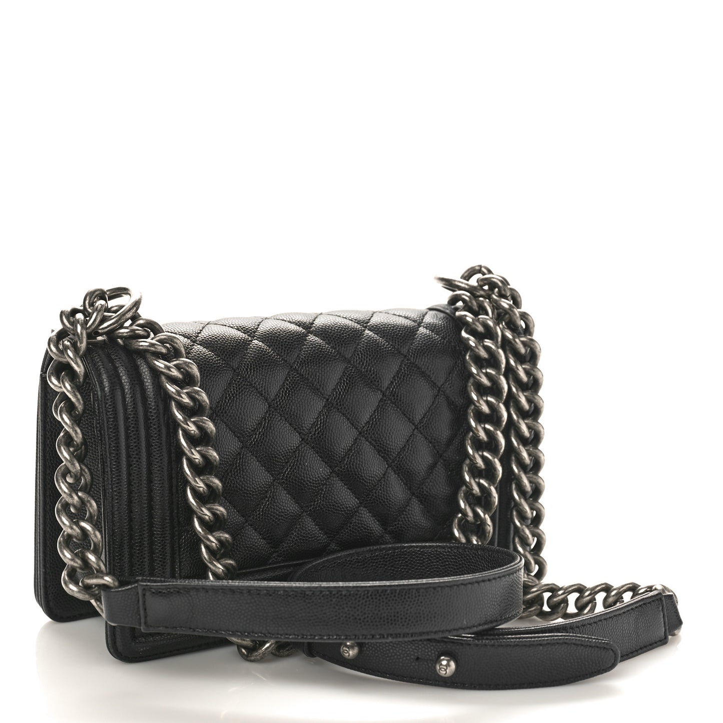 Caviar Quilted Small Boy Flap Black