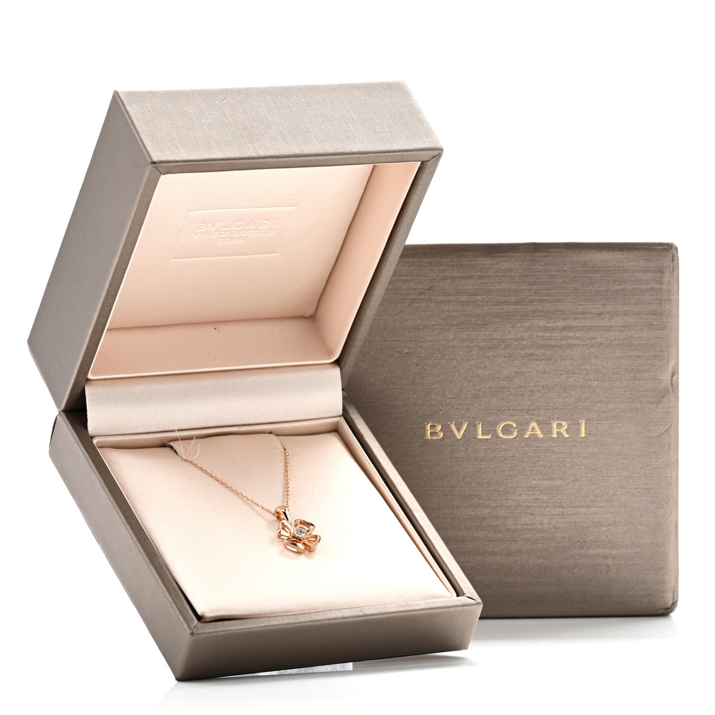 18K Rose Gold Diamond Fiorever Pendant Necklace