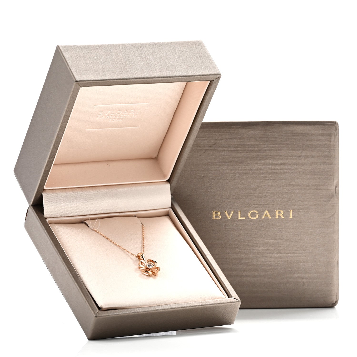Bulgari 18K Rose Gold Diamond Fiorever Pendant Necklace 6 of 6