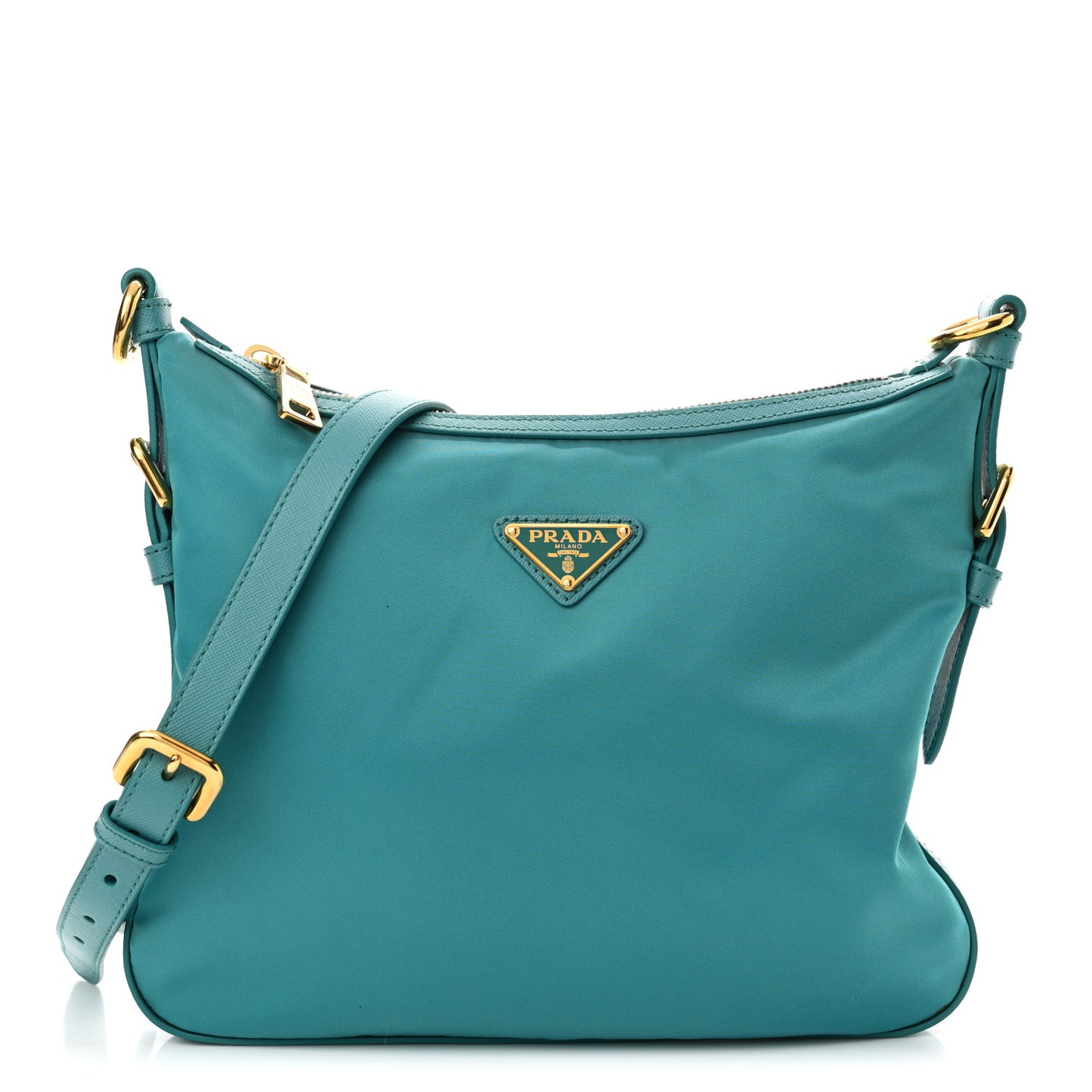 Tessuto Nylon Saffiano Small Crossbody Bag Turchese