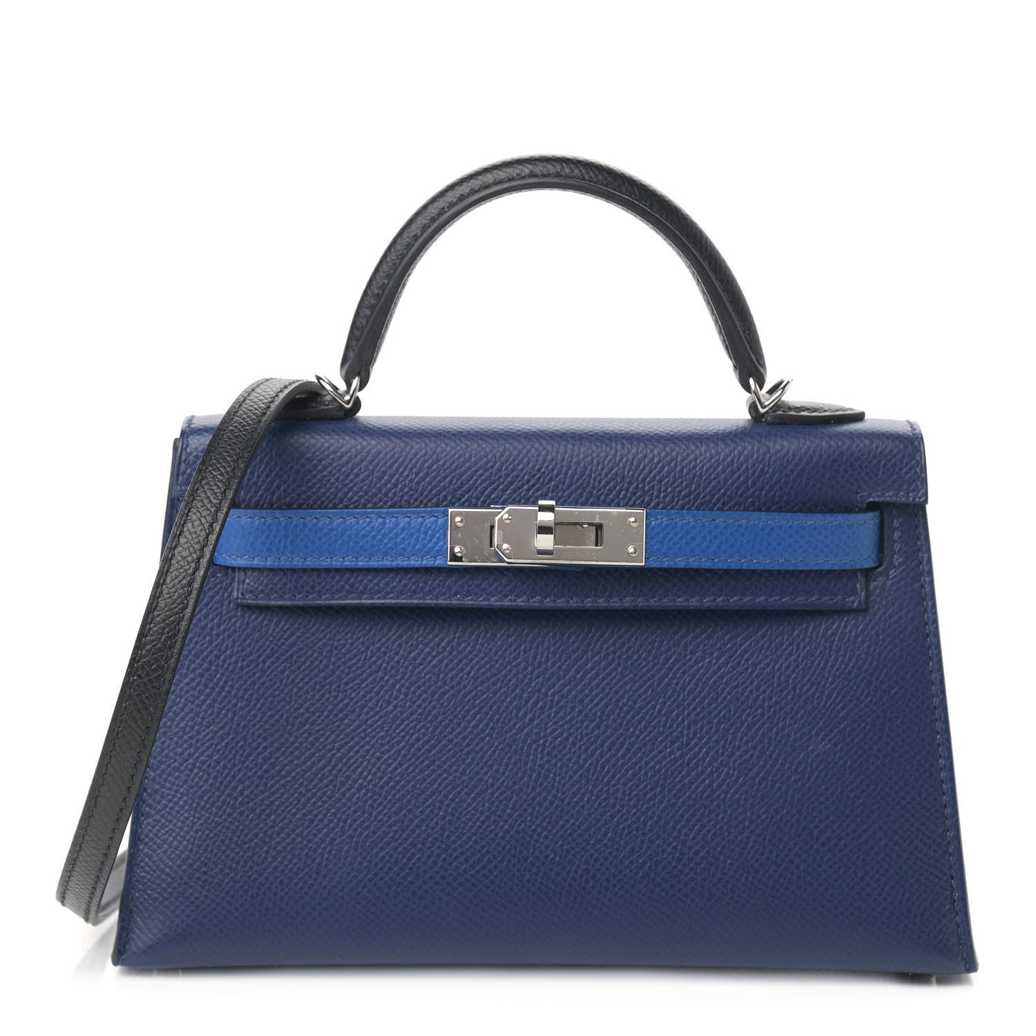 Hermes Epsom Mini Kelly Sellier 20 Bleu Saphir Bleu France Black 1 of 12