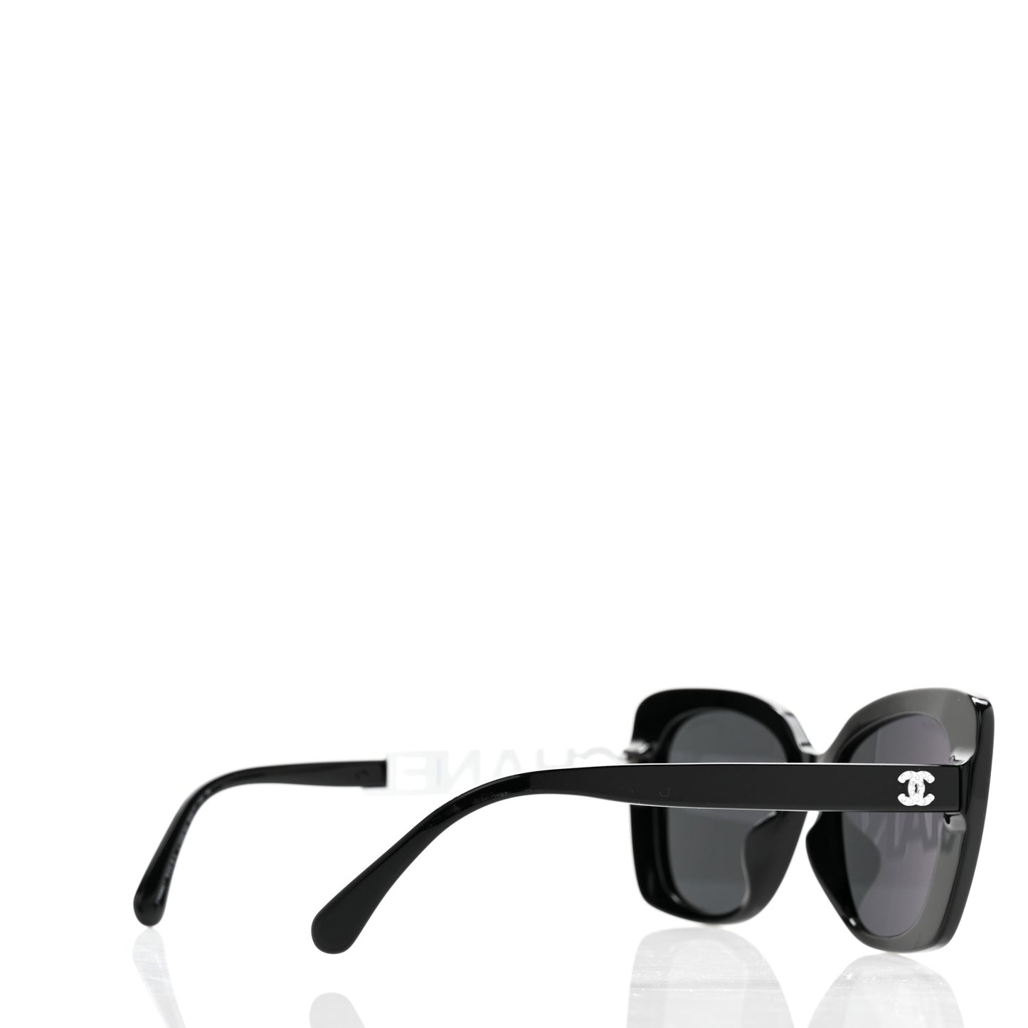 Acetate Strass Square Sunglasses 5422-B-A Black White