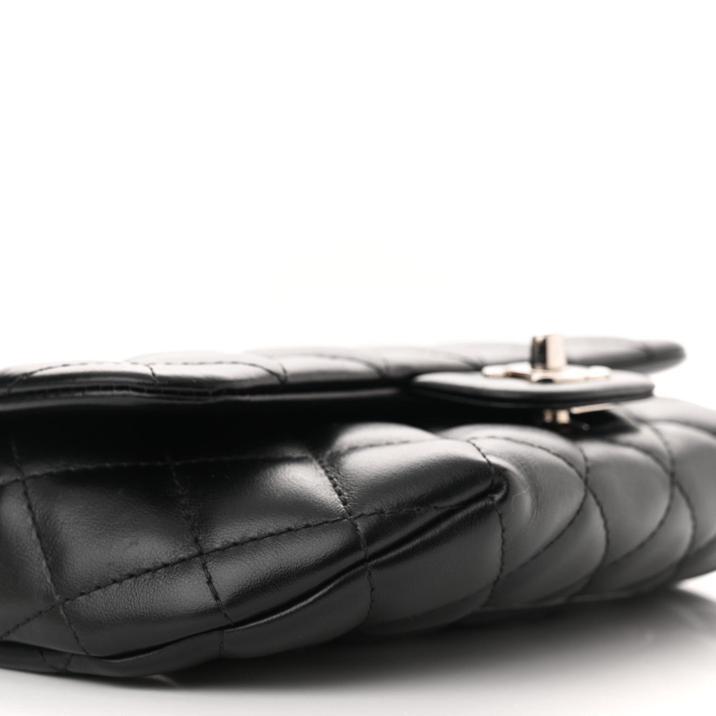 Calfskin Quilted CC Uniform Flap Belt Bag Black