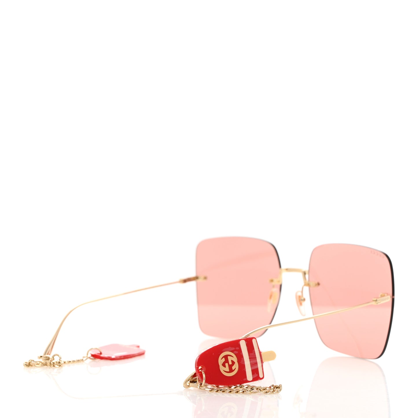Acetate Detachable Charm Square Frame Sunglasses GG1147S Pink