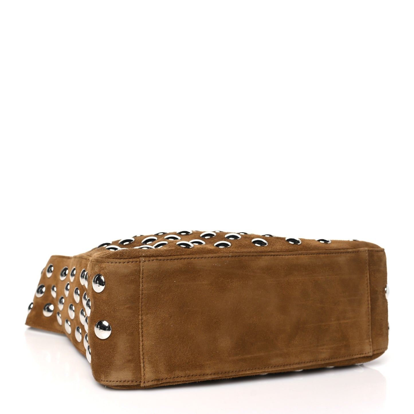 Suede Calfskin Studded Elena Nougat