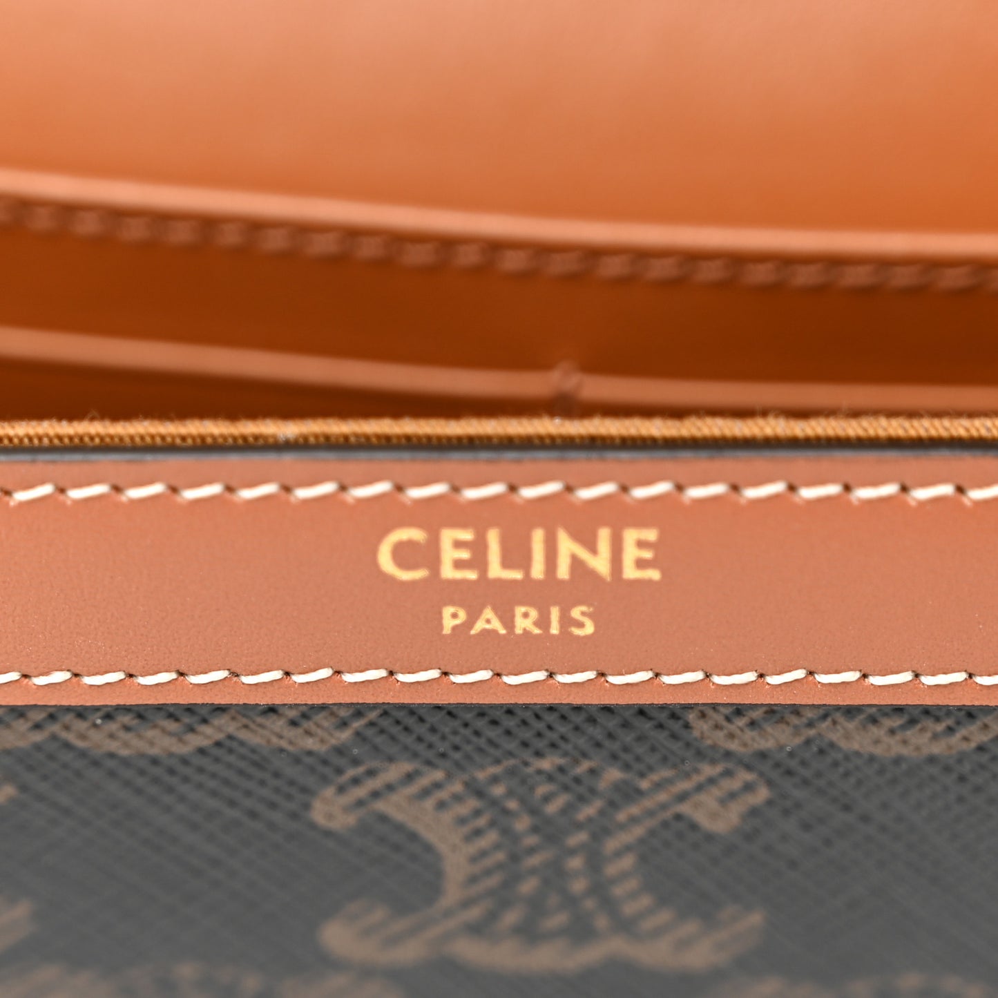 Triomphe Canvas Calfskin Margo Wallet on Chain Tan