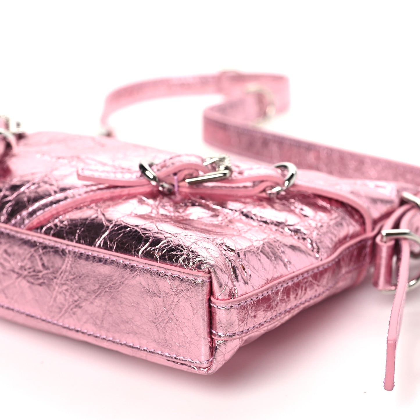 Metallic Calfskin Mini Voyou Bag Silk Pink