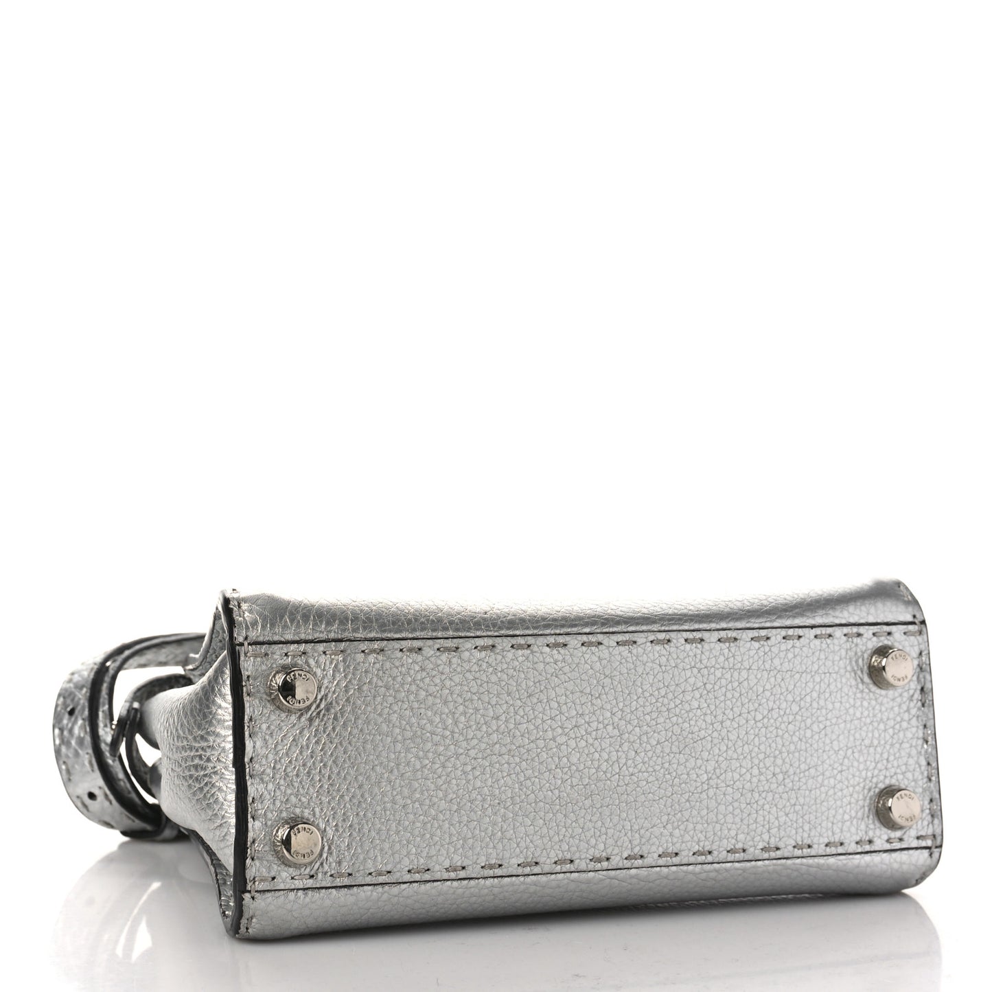 Cuoio Romano Lux Selleria Mini Peekaboo Iconic Satchel Argento