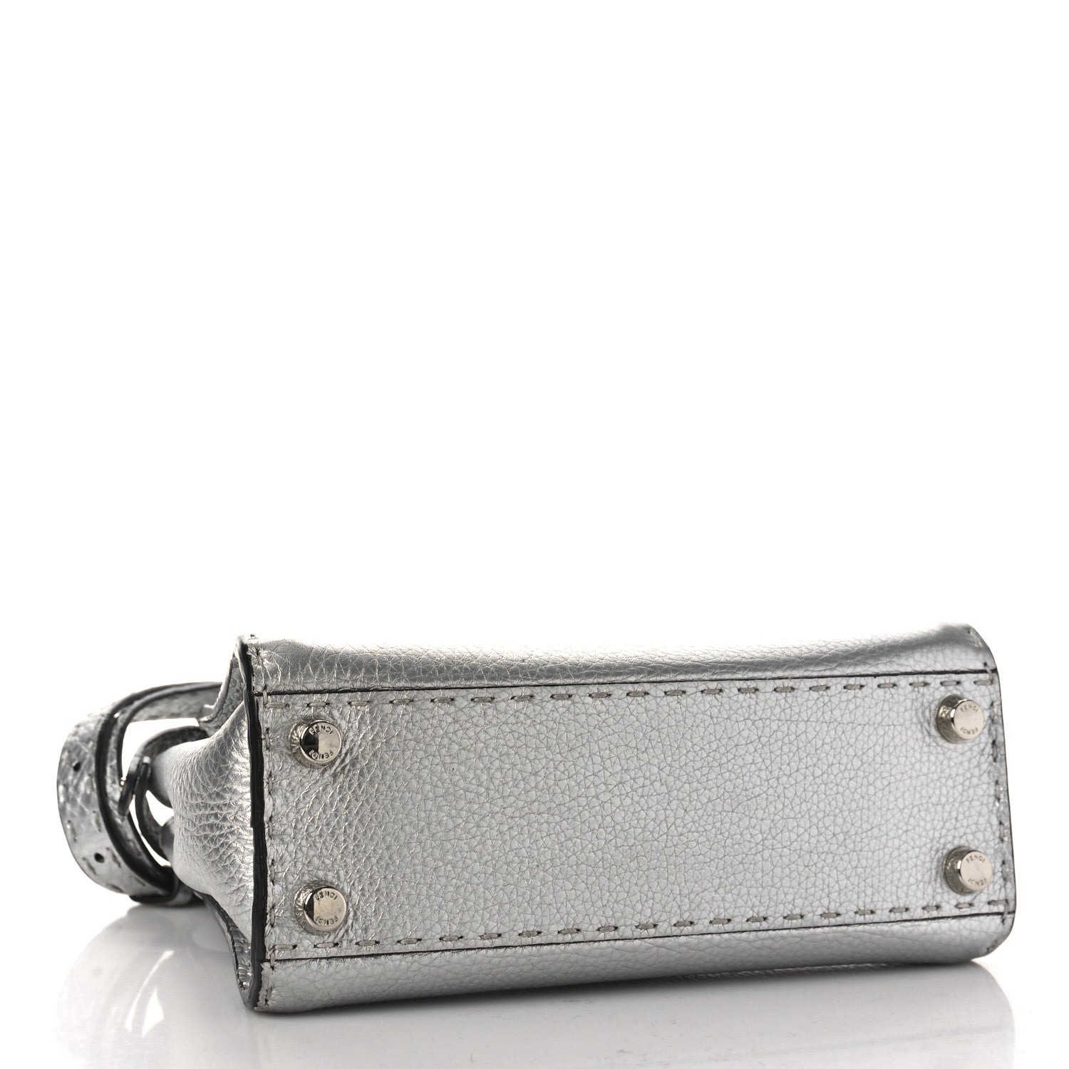 Fendi Cuoio Romano Lux Selleria Mini Peekaboo Iconic Satchel Argento 4 of 10