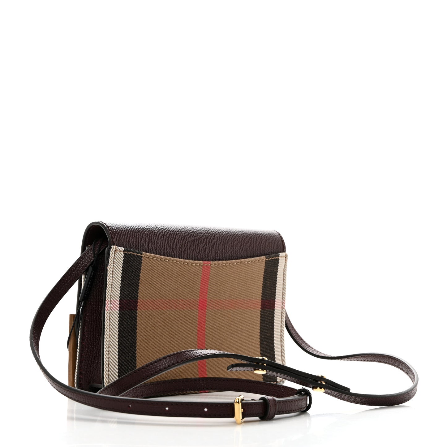 Grained Calfskin House Check Tartan Mix Hampshire Wallet On Chain Burgundy