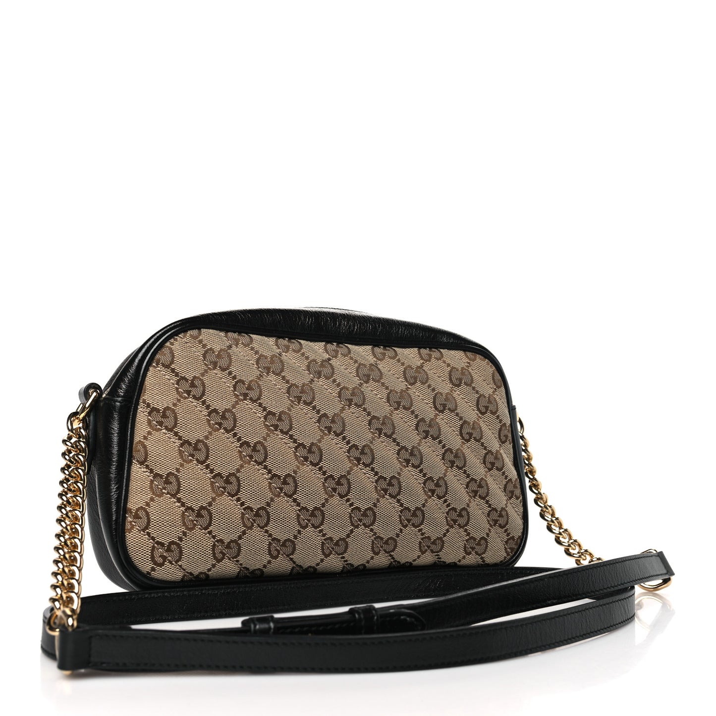 Monogram Matelasse Diagonal Small GG Marmont Chain Shoulder Bag Beige Black