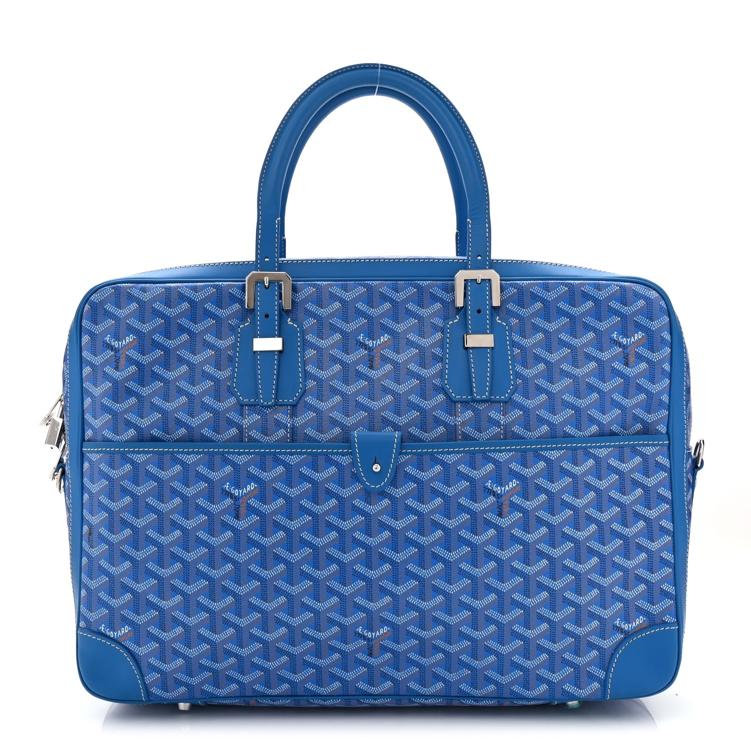 Goyard ネイビー ビジネスバッグ Goyard Goyardine Ambassade MM Briefcase Sky Blue 1811626