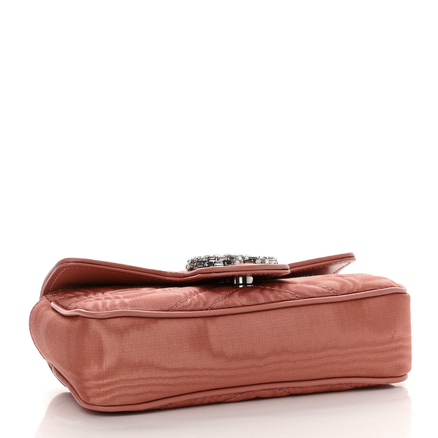 Moire Fabric Calfskin Crystal Matelasse Mini GG Marmont Chain Belt Bag 95 38 Blush