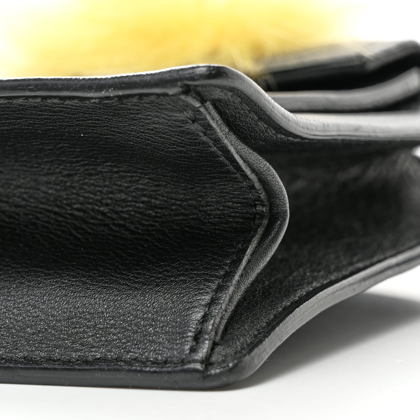 Vitello Dolce Fox Fur Monster Eyes Mini 2Jours Pouch Black Yellow