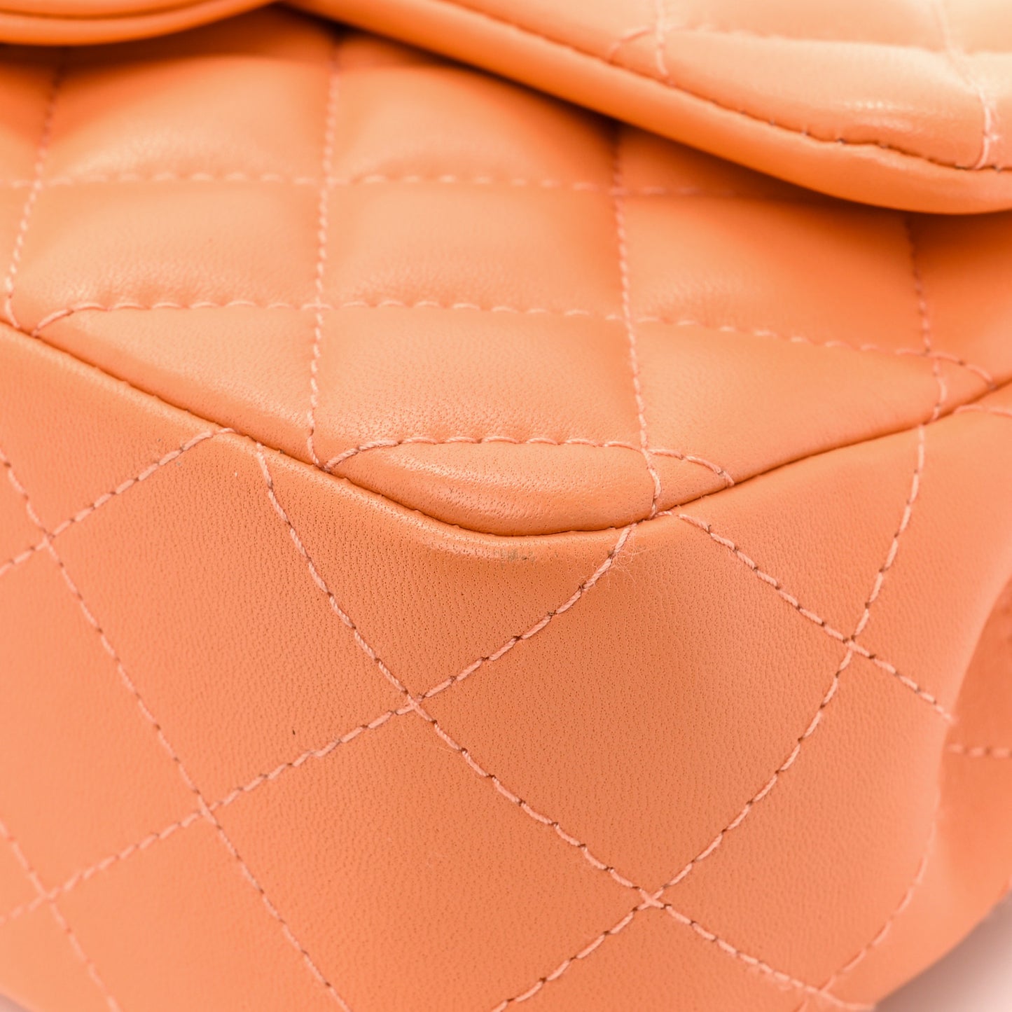 Lambskin Quilted Mini Rectangular Flap Orange