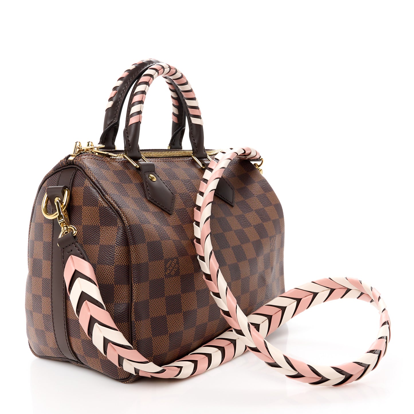 Damier Ebene Braided Speedy Bandouliere 25 Pink