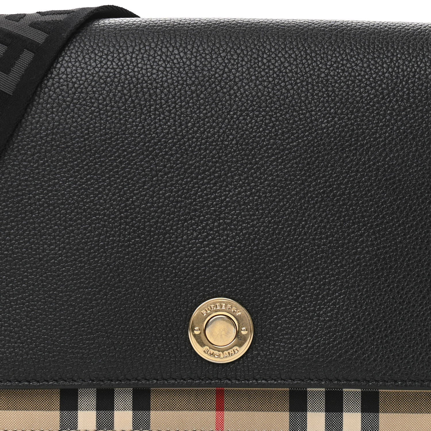 Burberry Grainy Calfskin Vintage Check Note Crossbody Bag Black 7 of 11
