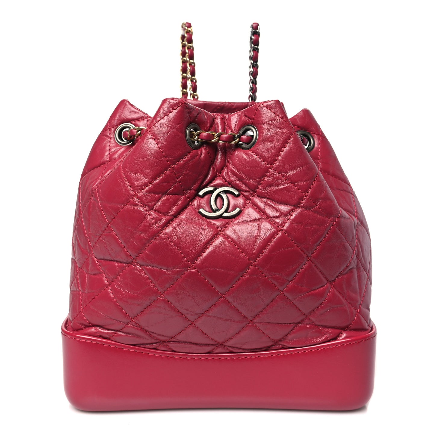 Aged Calfskin Quilted Small Gabrielle Backpack Dark Pink