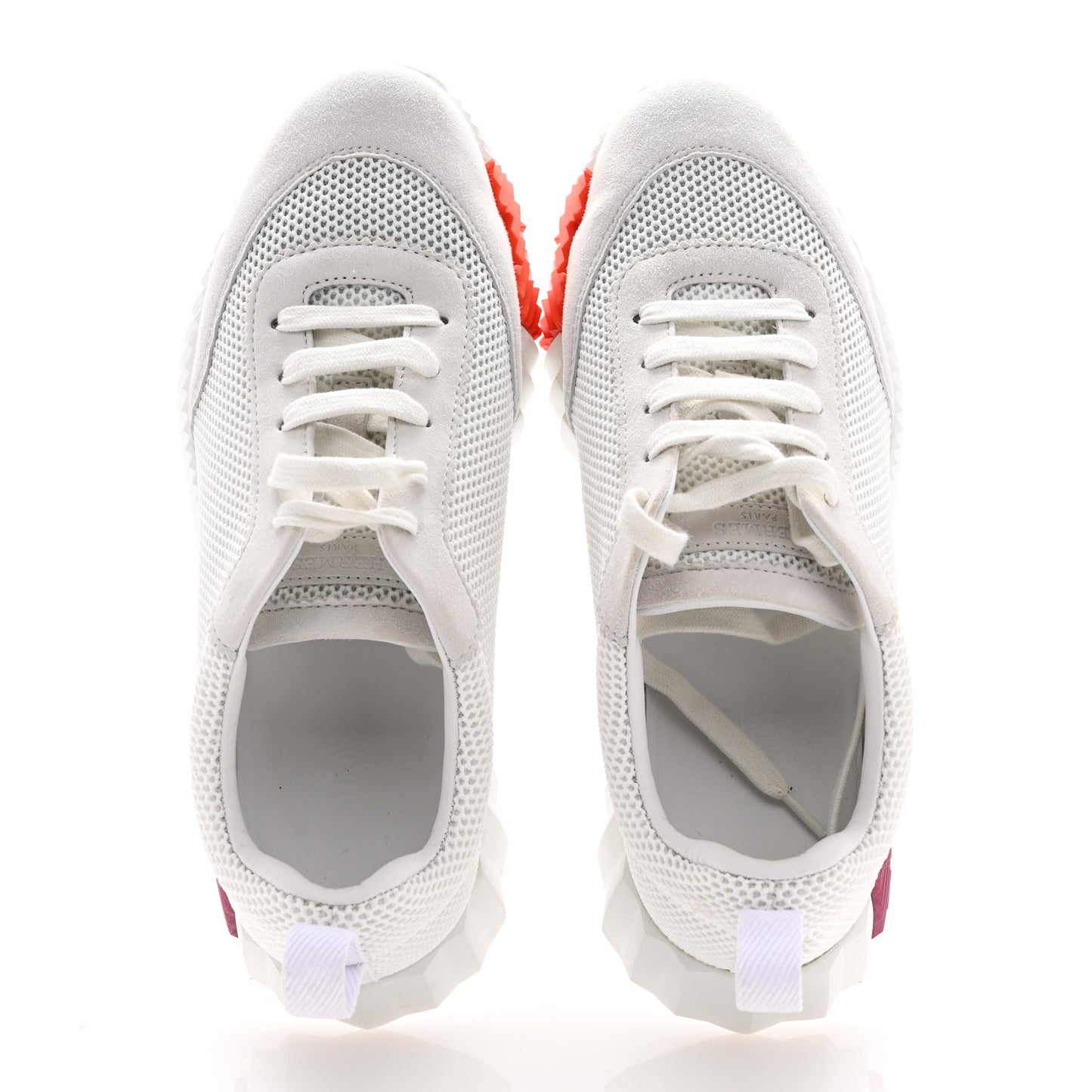 Air Mesh Suede Goatskin Bouncing Sneakers 38 White Orange Pink