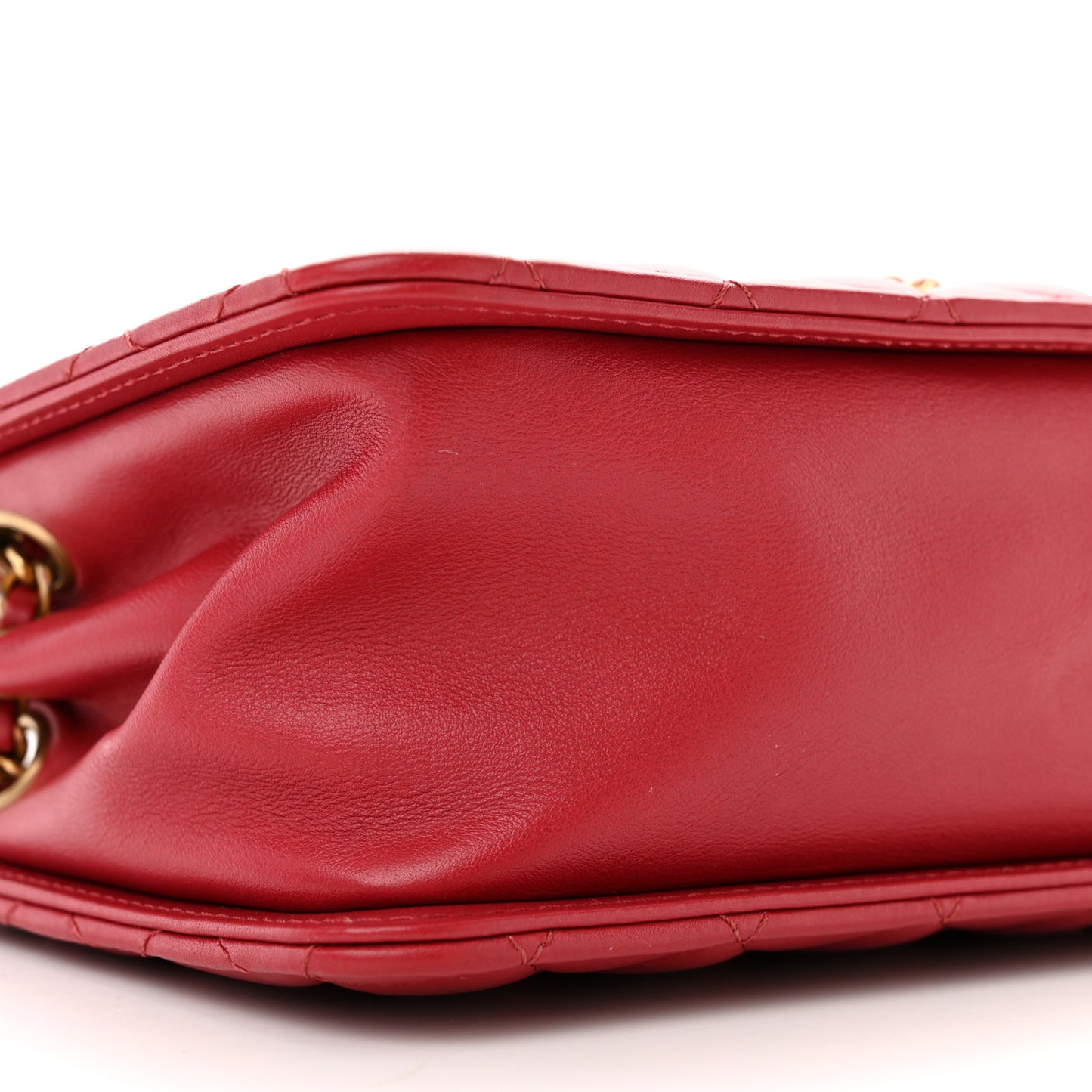 Calfskin Quilted Small CC Chain Accordion Tote Red