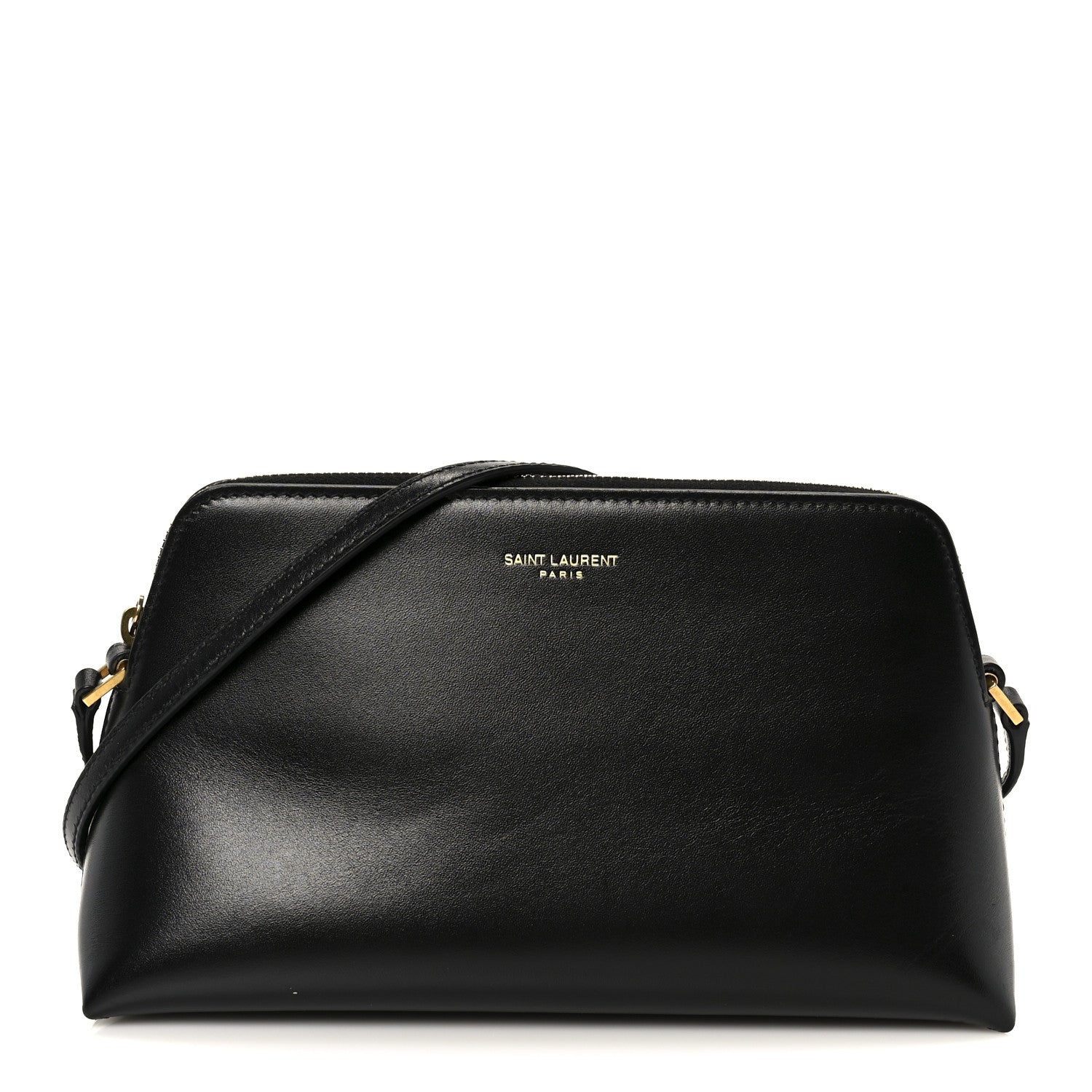 Saint Laurent Shiny Calfskin Pouch On Strap Black 1825362