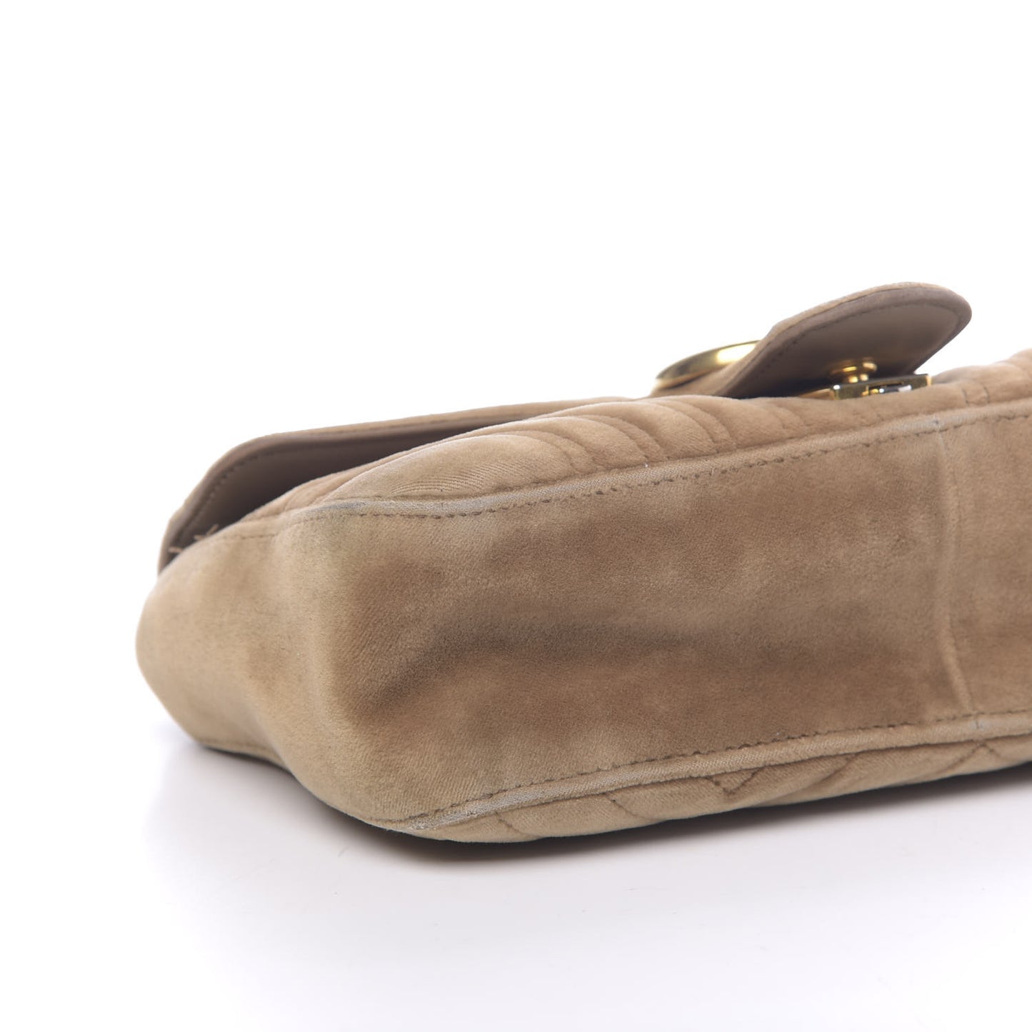 Velvet Matelasse Small GG Marmont Shoulder Bag Taupe