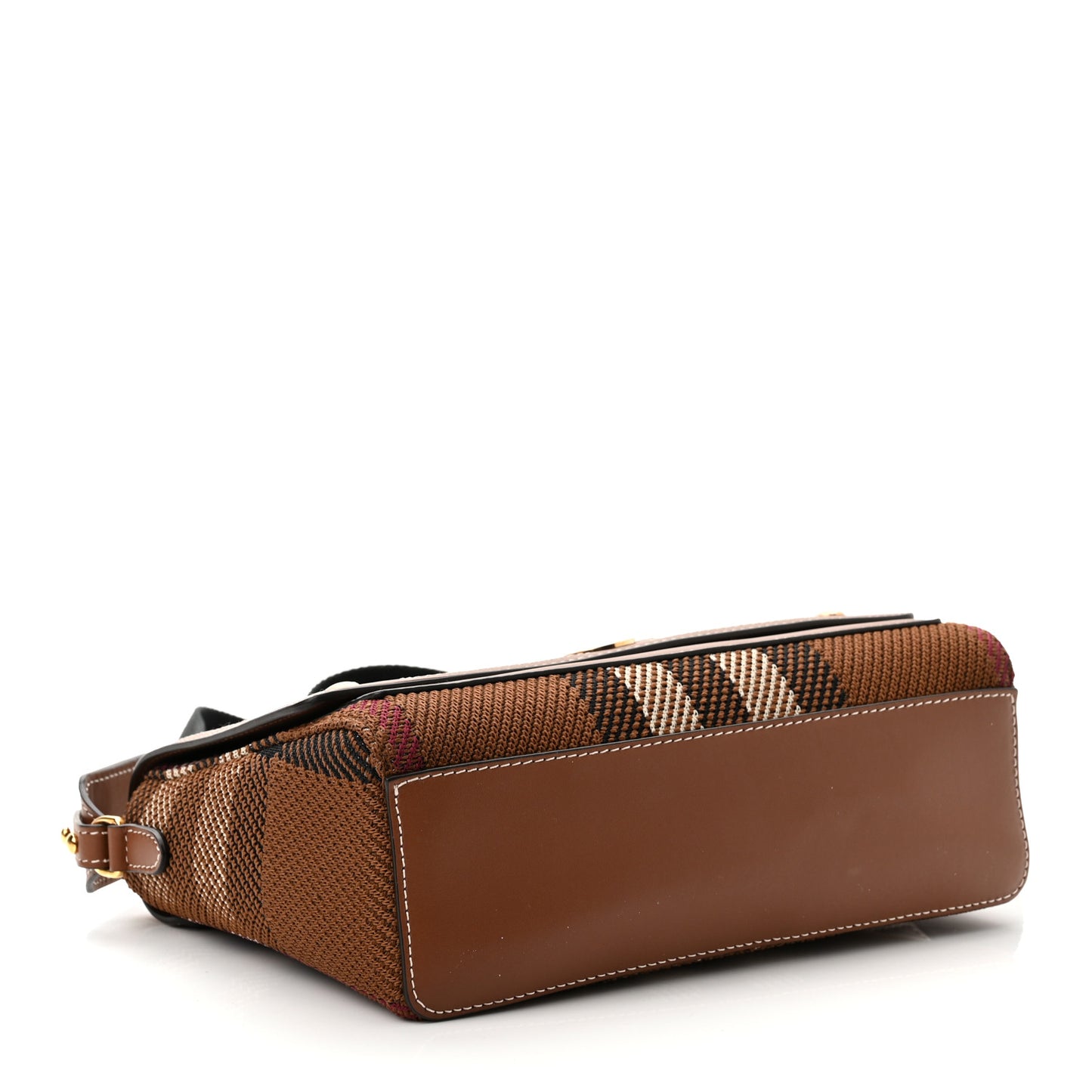 Calfskin Exaggerated Check Note Crossbody Bag Dark Birch Brown