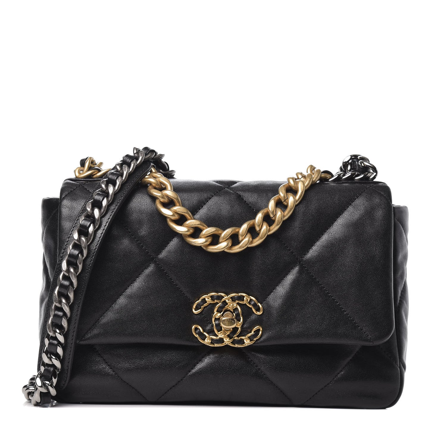 Goatskin Quilted Medium 19 Flap Black