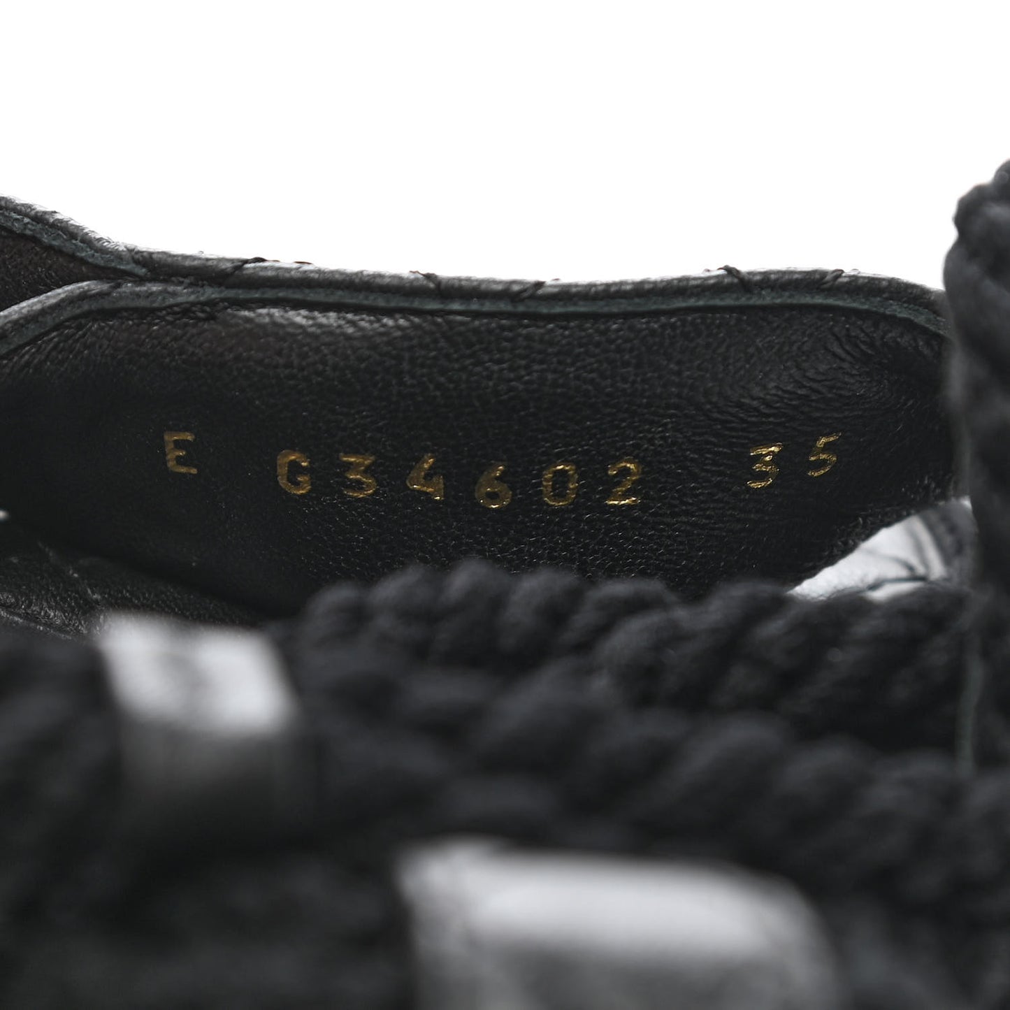 Cord Lambskin Quilted Logo Sandals 35 Black