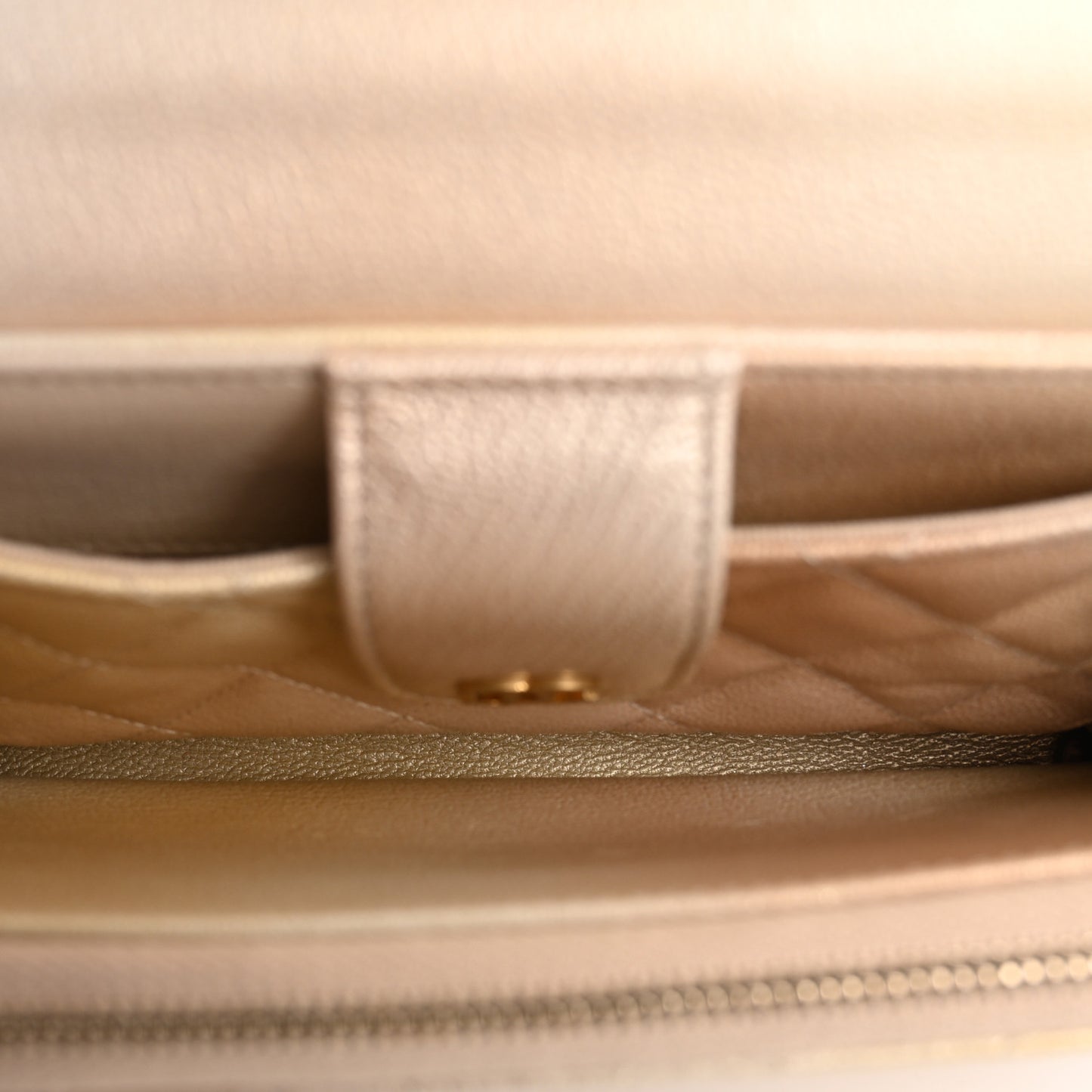 Metallic Goatskin Quilted Phone Holder Wallet on Removable Chain Gold