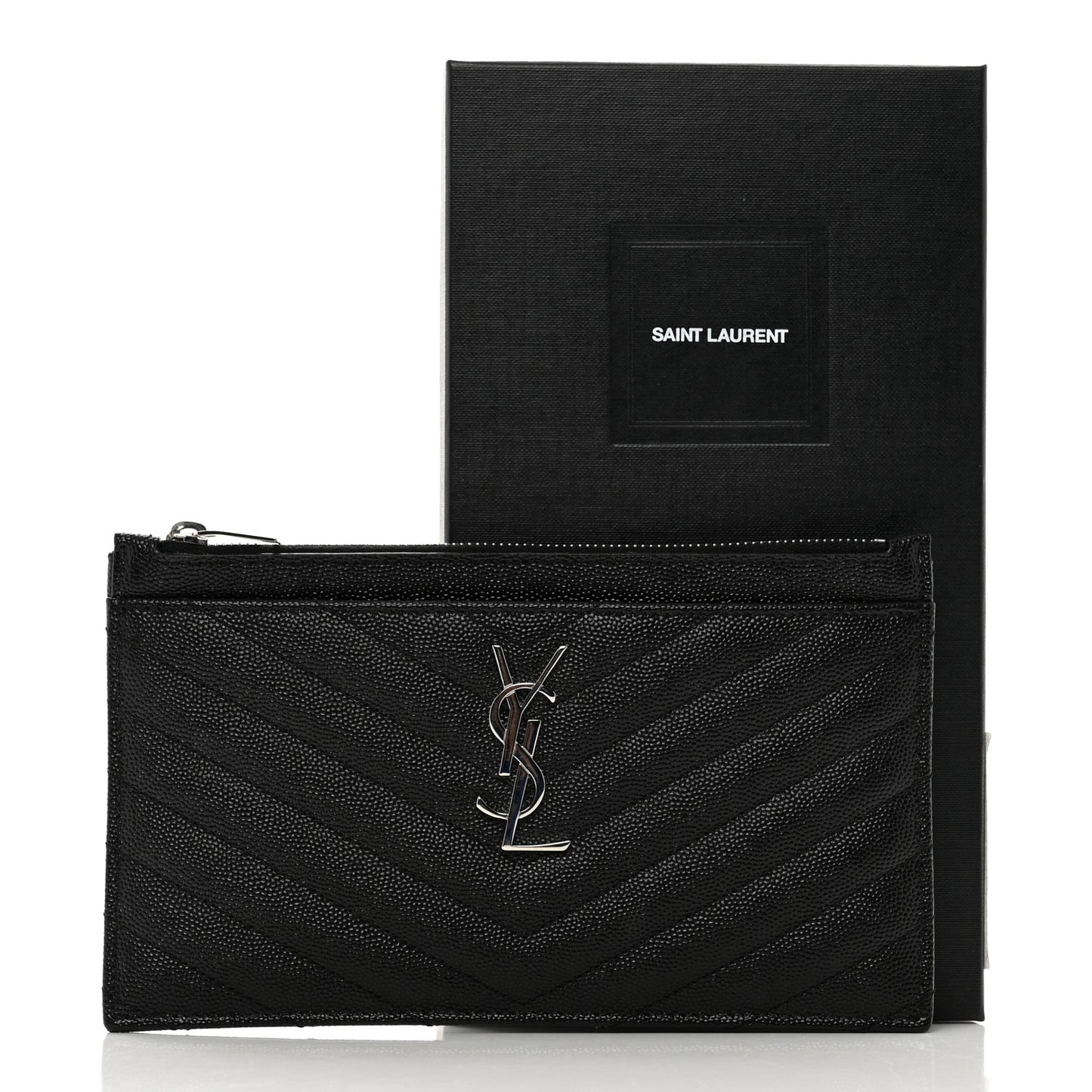 Grain De Poudre Chevron Monogram Bill Pouch Black