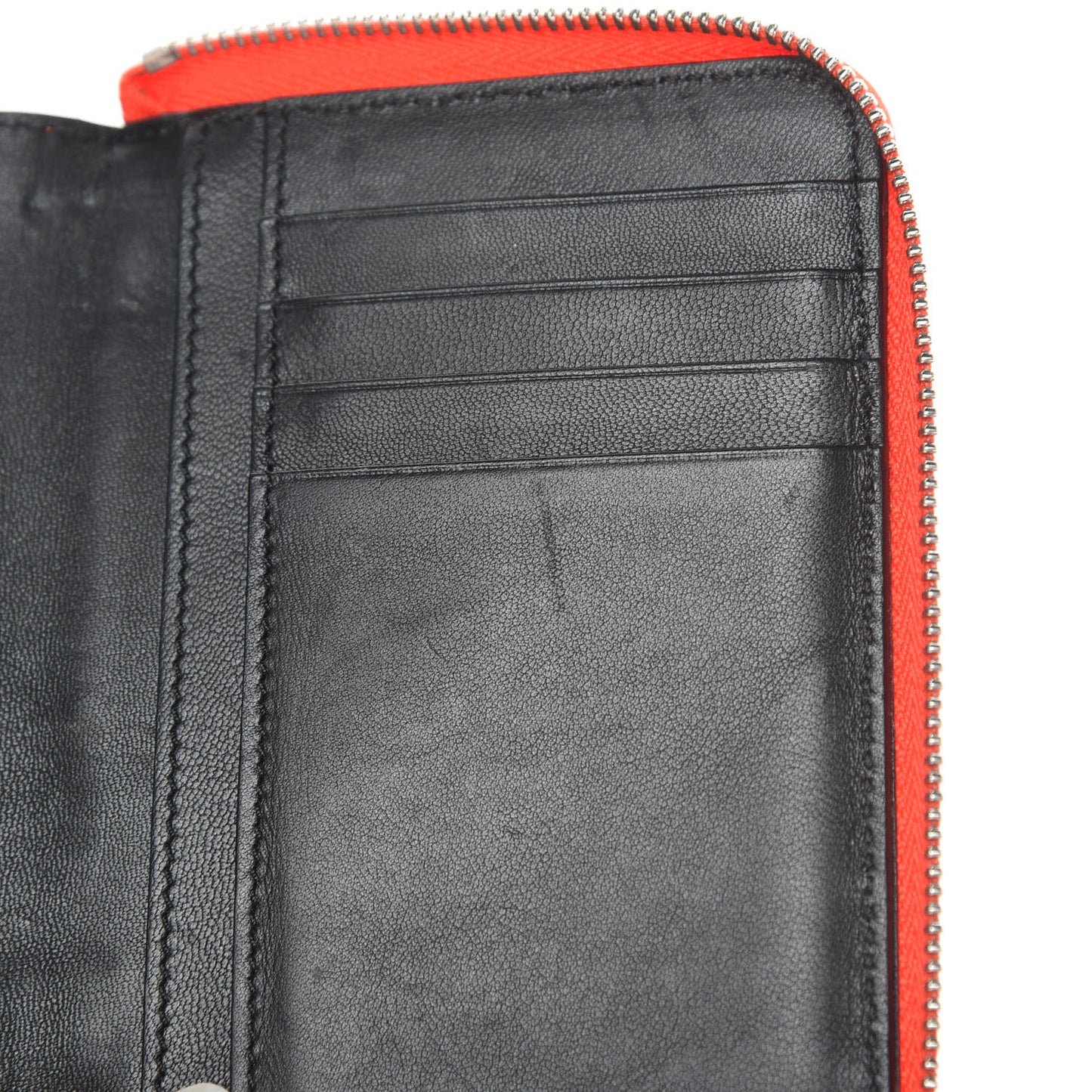 Drummed Calfskin Zip Around Multifunction Wallet Coral