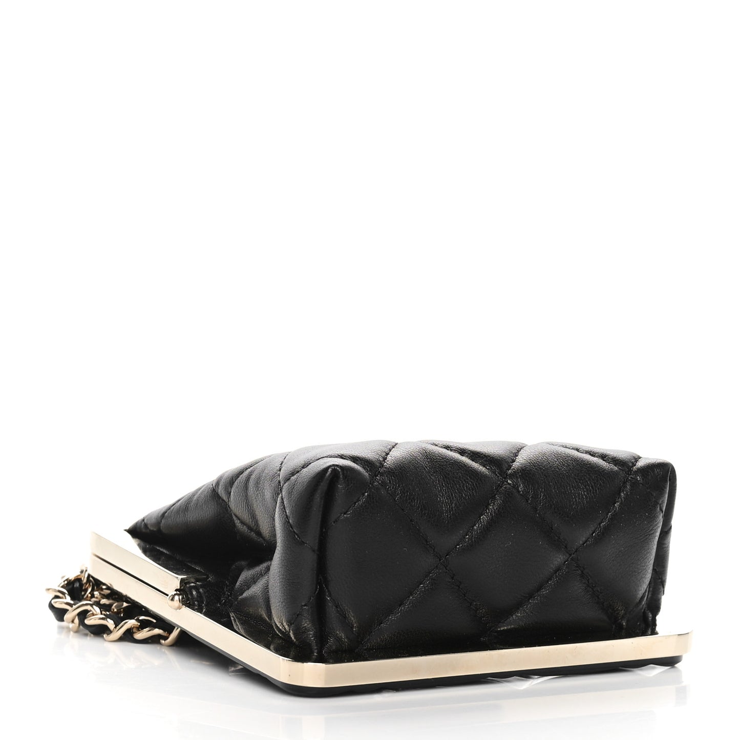Lambskin Plexi Quilted CC Evening Clutch With Chain Black