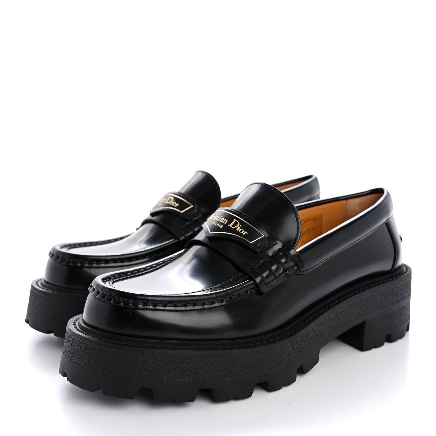 Brushed Calfskin Boy Platform Loafers 36 Black