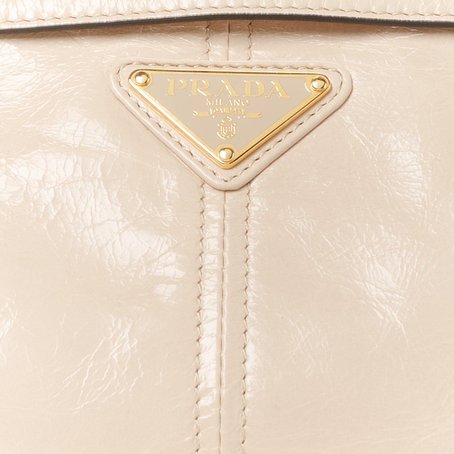 Glossy Calfskin Triangle Medium Bonnie Shoulder Bag Travertine
