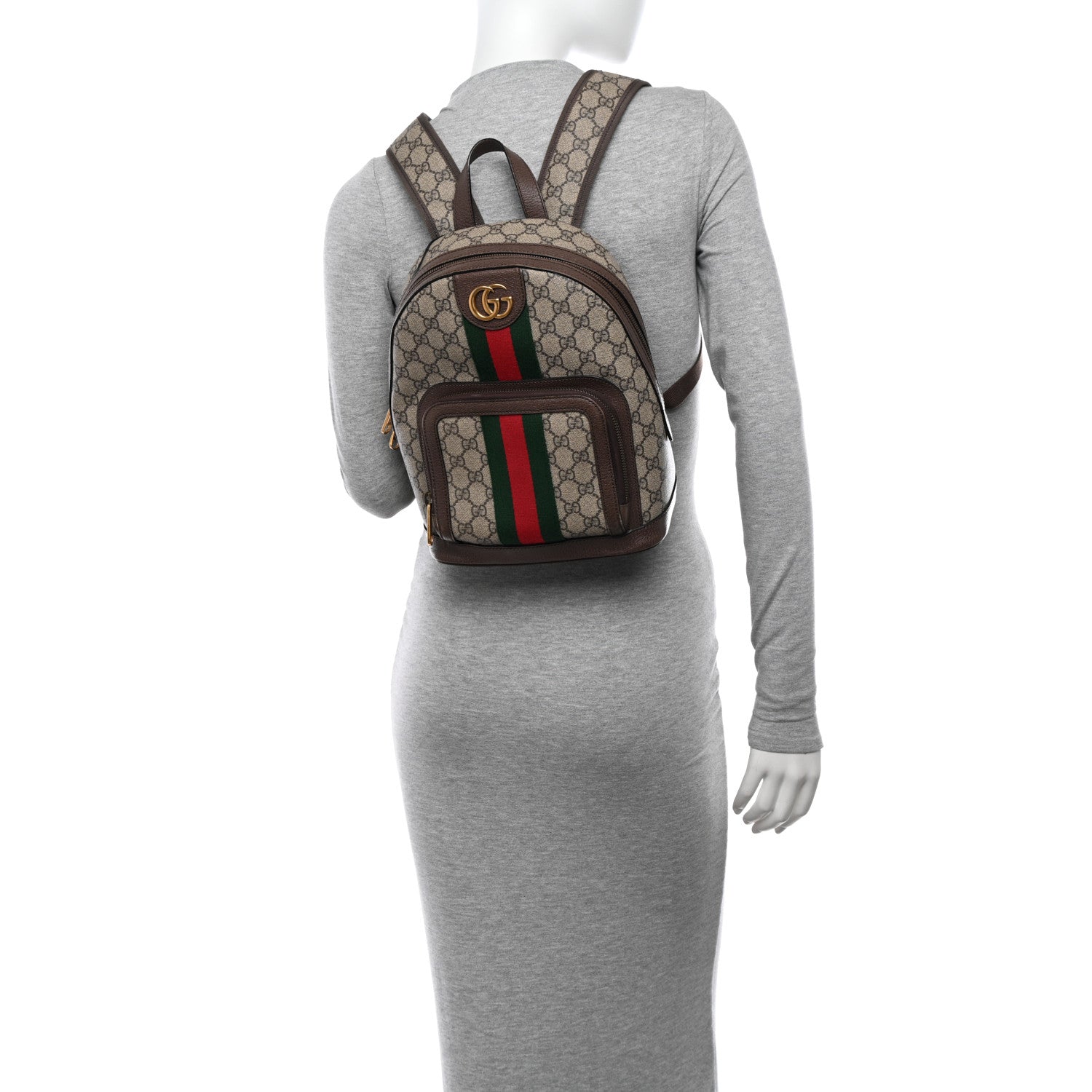 Gucci GG Supreme Monogram Calfskin Web Small Ophidia Day Backpack Beige Ebony New Acero 2 of 13