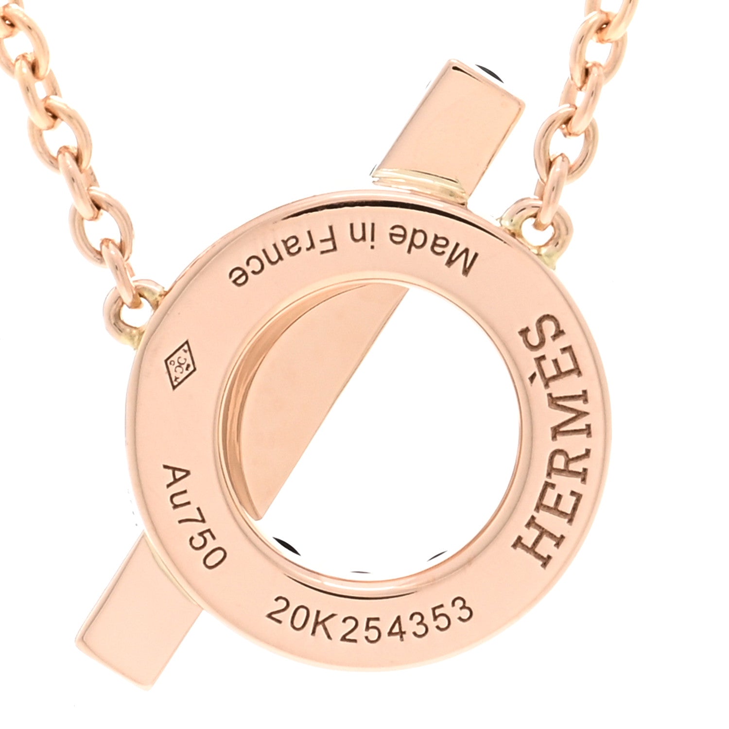 Hermes 18K Rose Gold Black Spinel Finesse Pendant Necklace 4 of 5