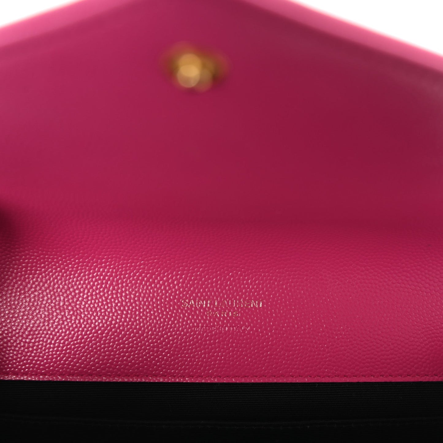 Grain De Poudre Matelasse Chevron Monogram Envelope Clutch Fuchsia