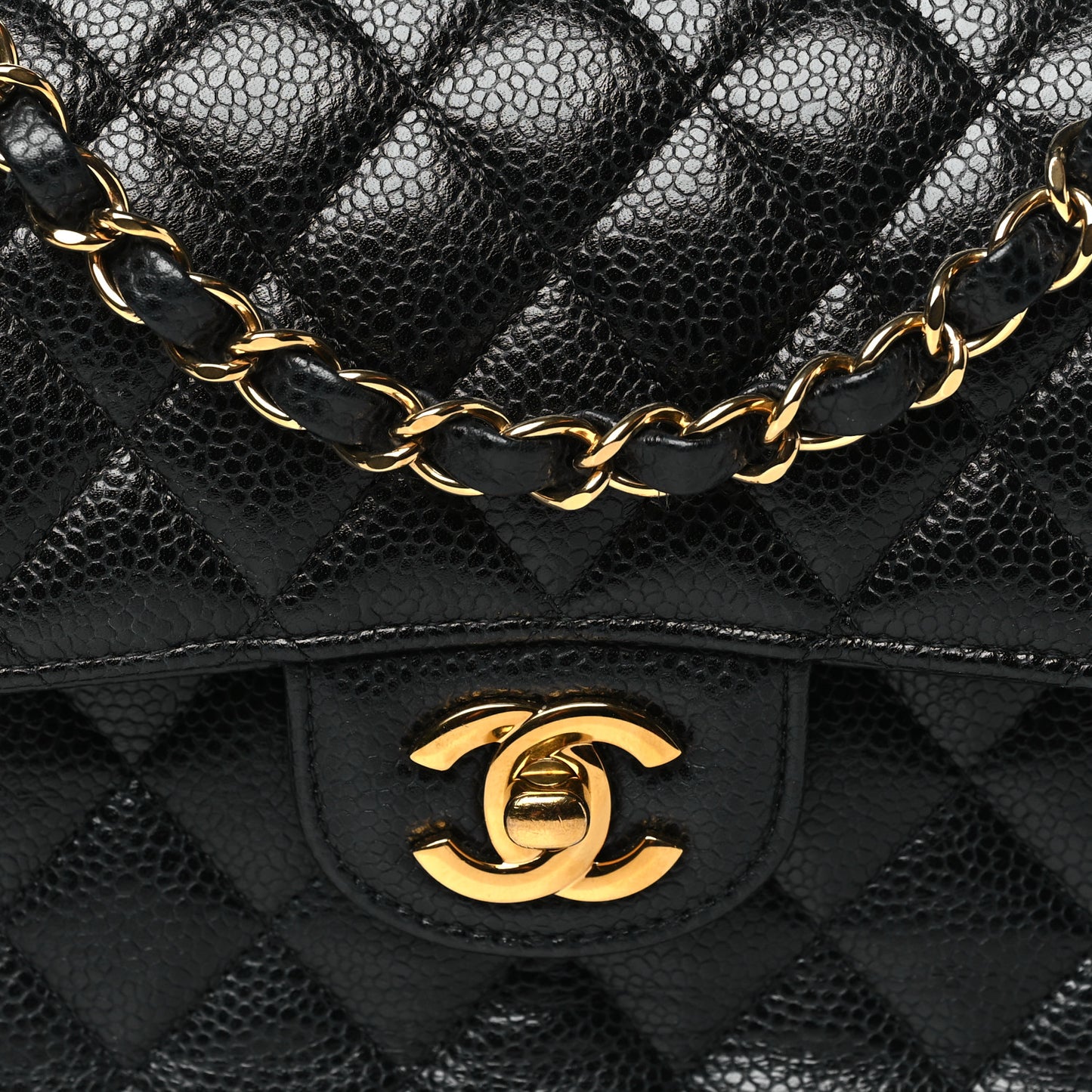 Caviar Quilted Small Double Flap Black