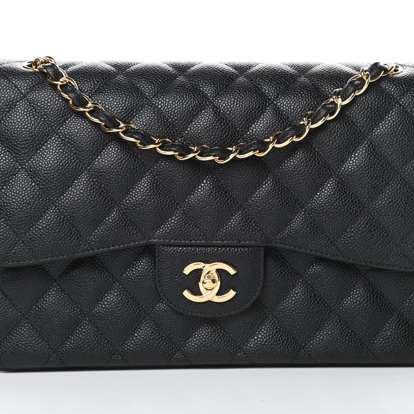 Caviar Quilted Jumbo Double Flap Black