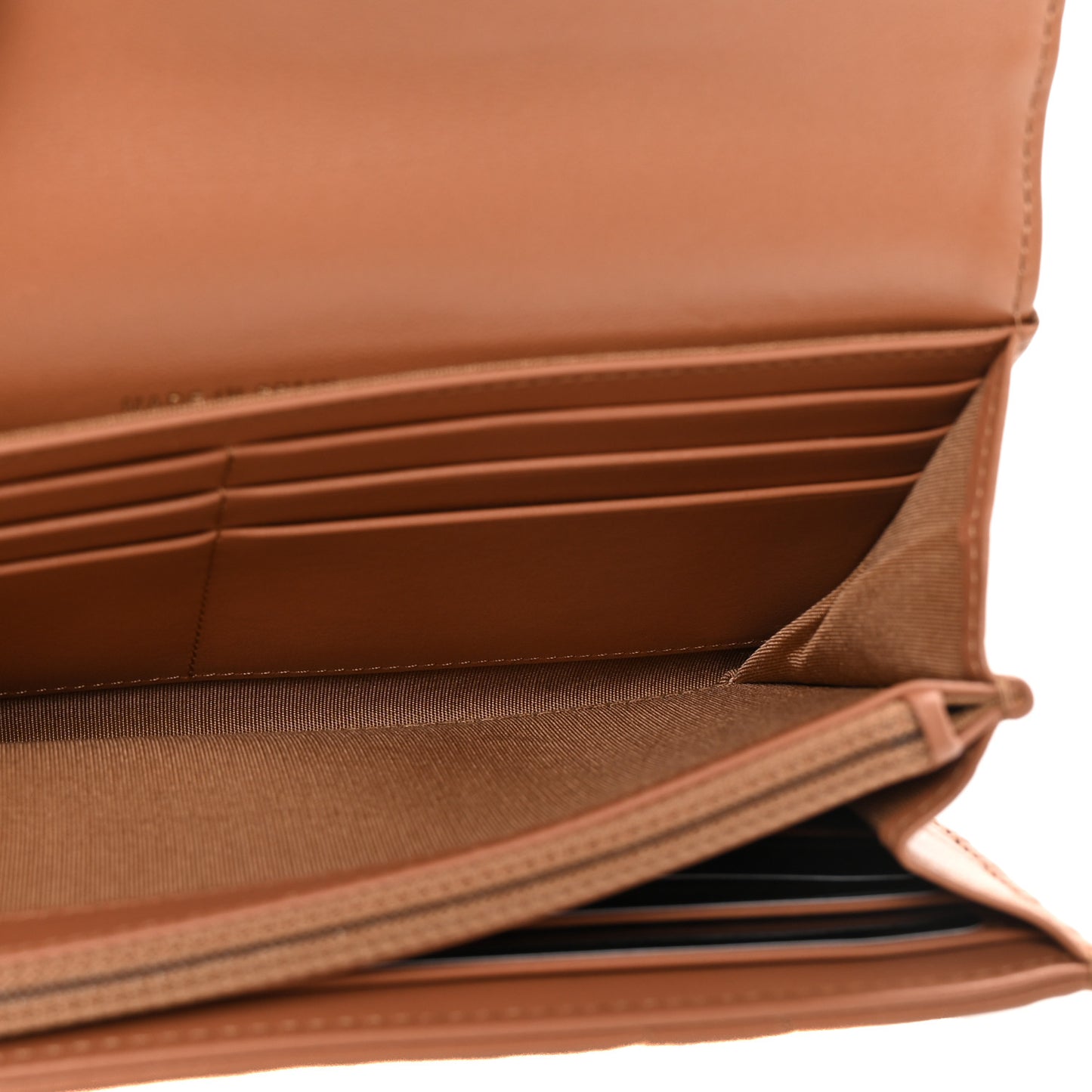 Lambskin Quilted Chanel 19 Flap Wallet Brown