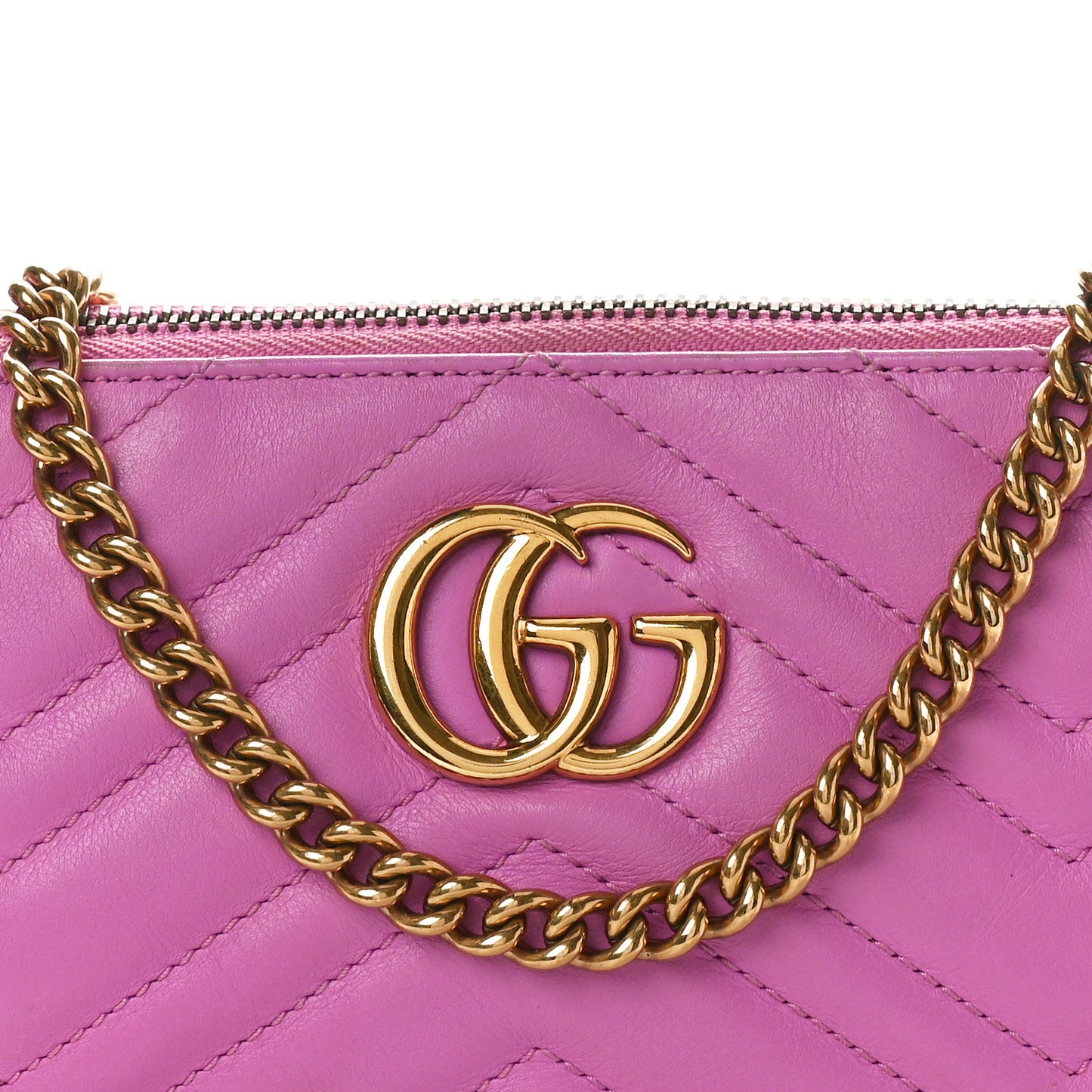 Calfskin Matelasse Mini GG Marmont Chain Bag Candy Mousse