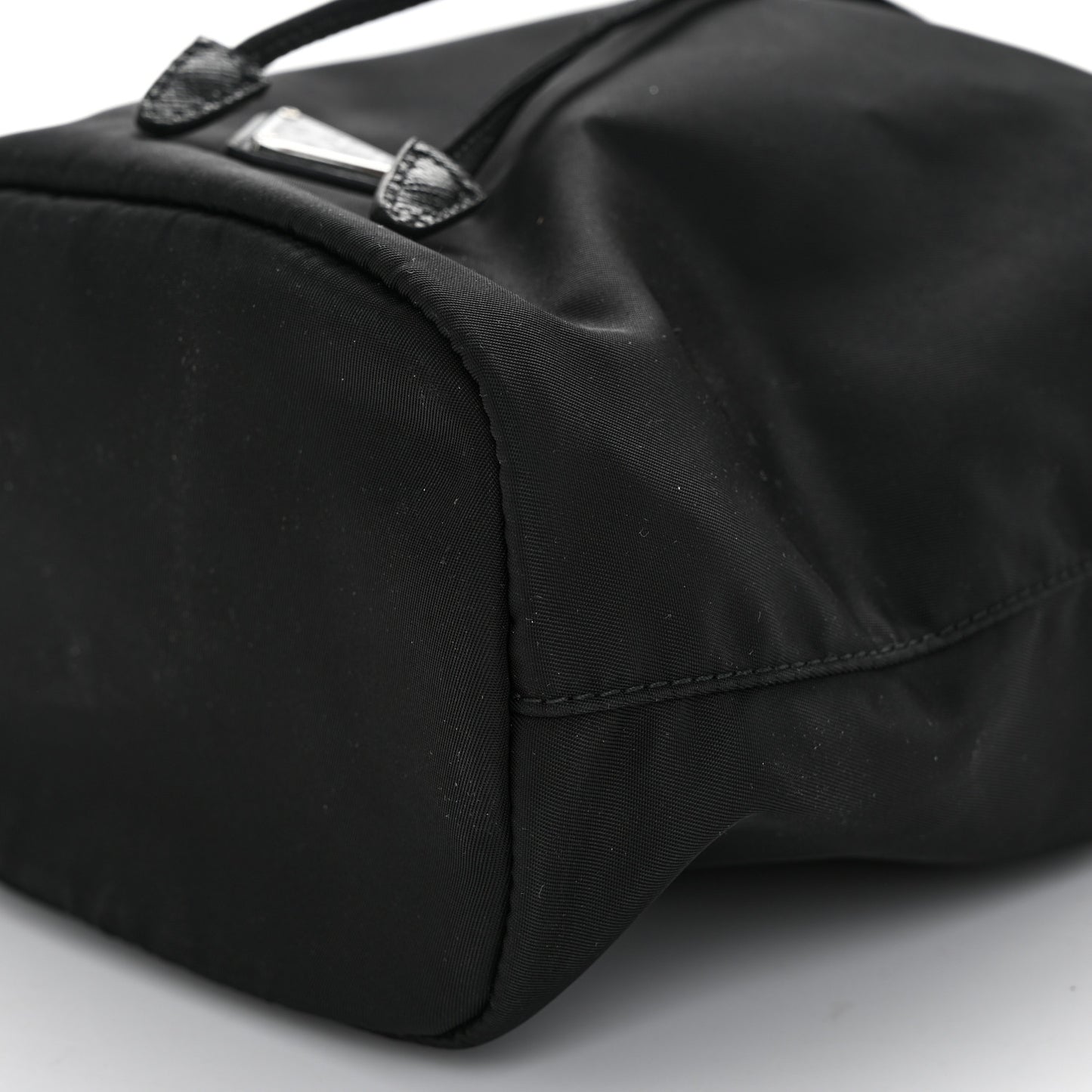 Saffiano Tessuto Nylon Vela Bucket Wristlet Black