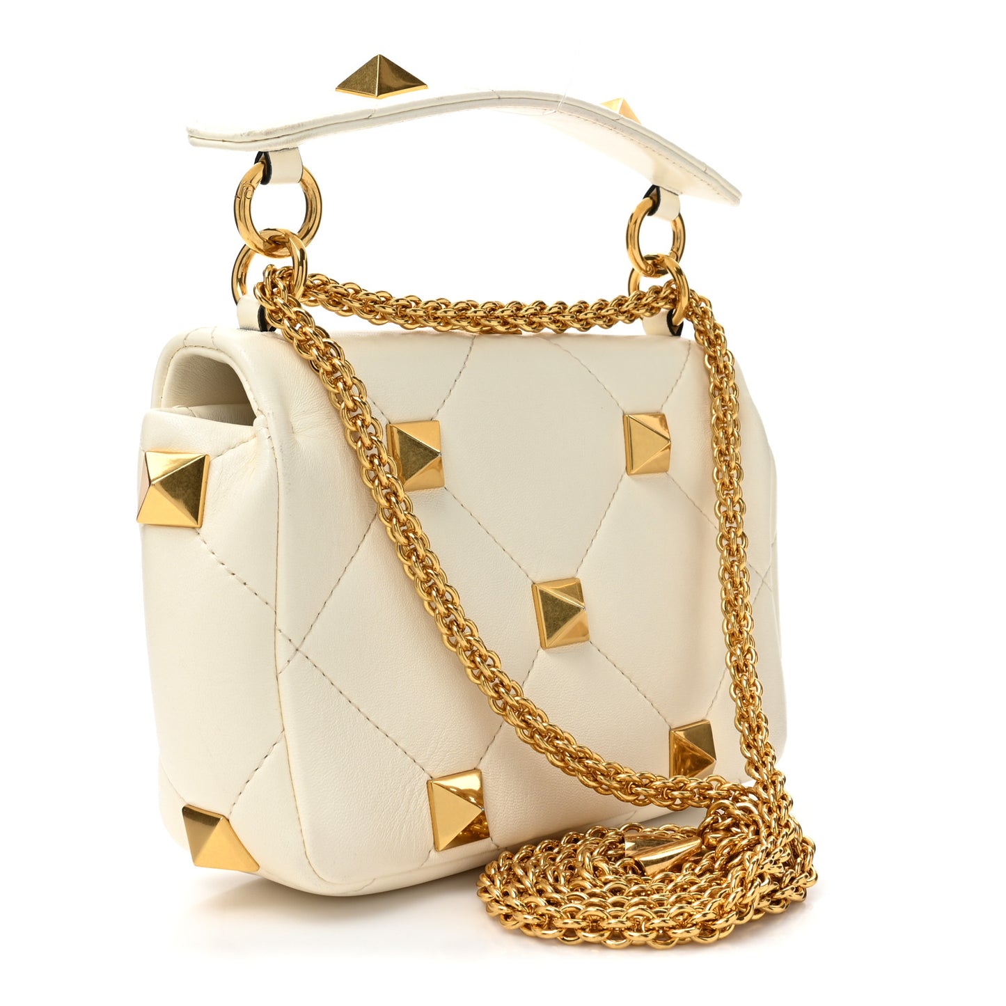 Nappa Small Roman Stud Shoulder Bag White