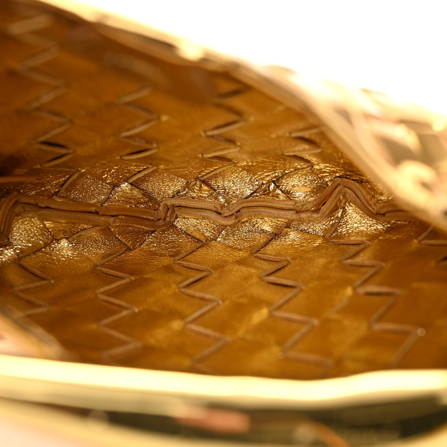 Mirror Laminated Nappa Intrecciato Mini Sardine Bag Gold