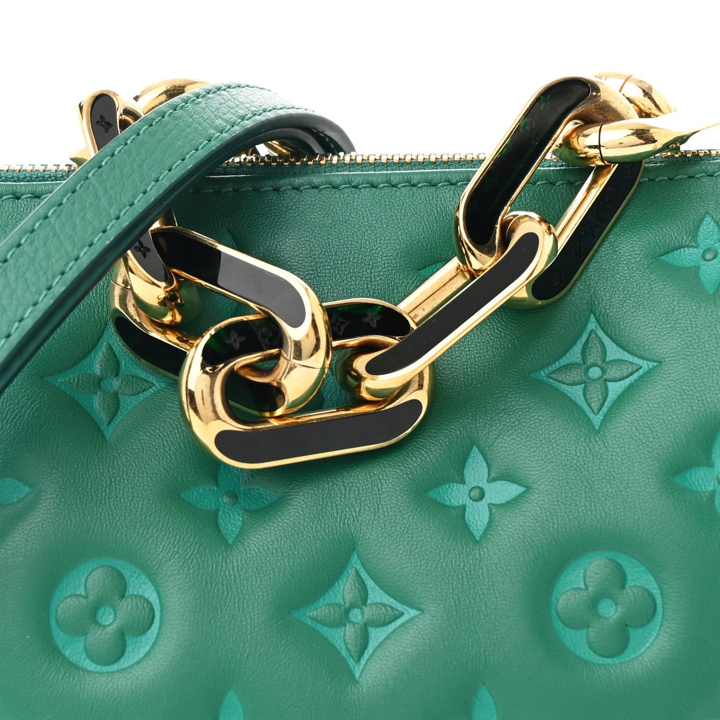 Lambskin Embossed Monogram Coussin BB Emeraude